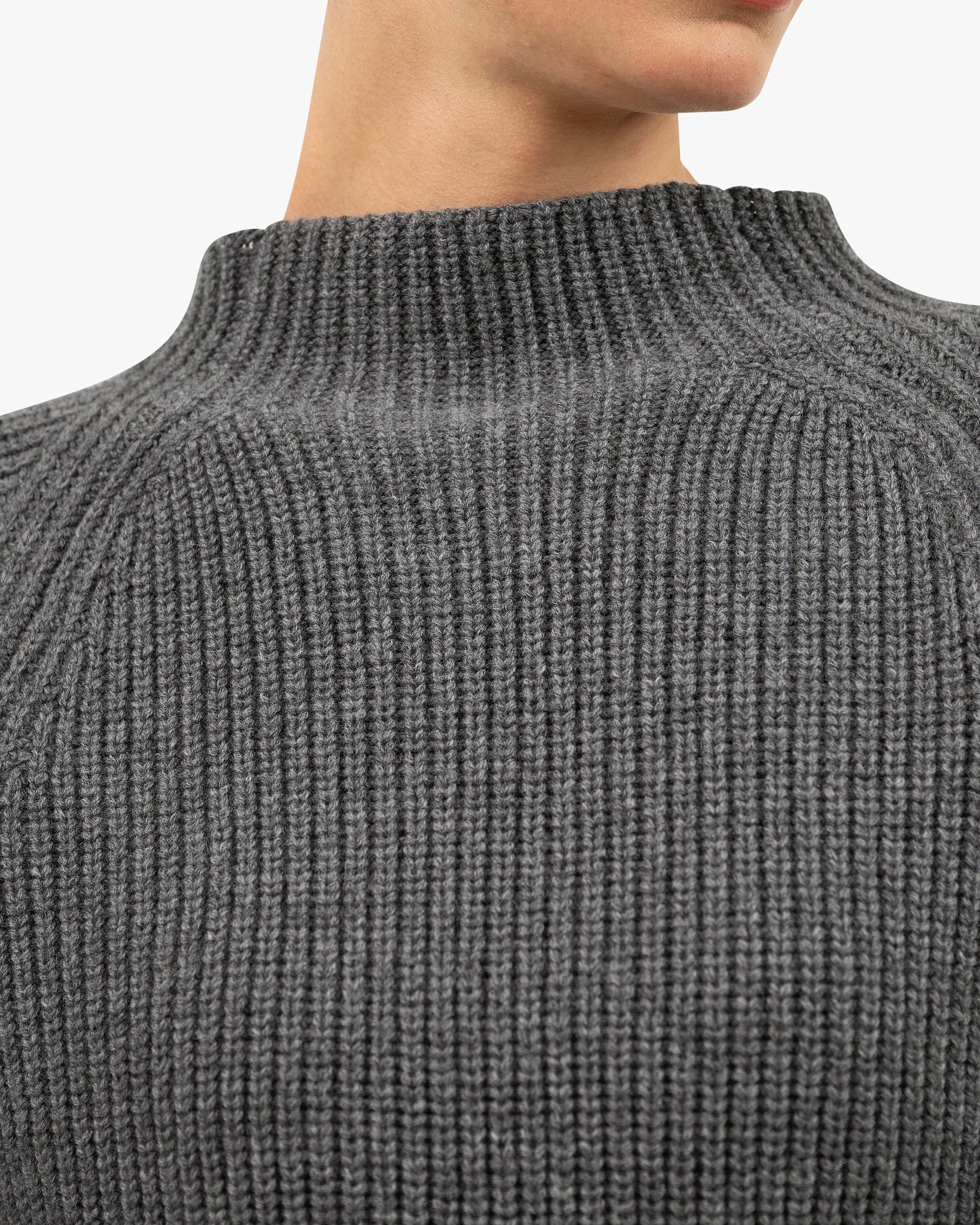Garisenda Mock Neck Sweater - Medium Grey Merino / Cashmere
