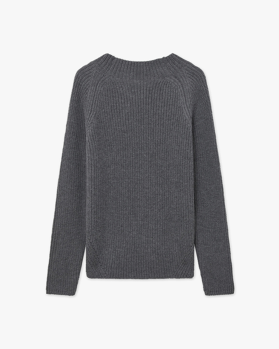 Garisenda Mock Neck Sweater - Medium Grey Merino / Cashmere