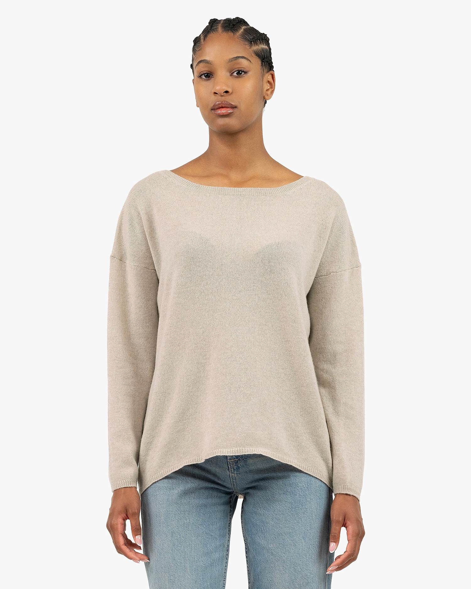 Lightness Boat Neck Sweater - Beige Cashmere