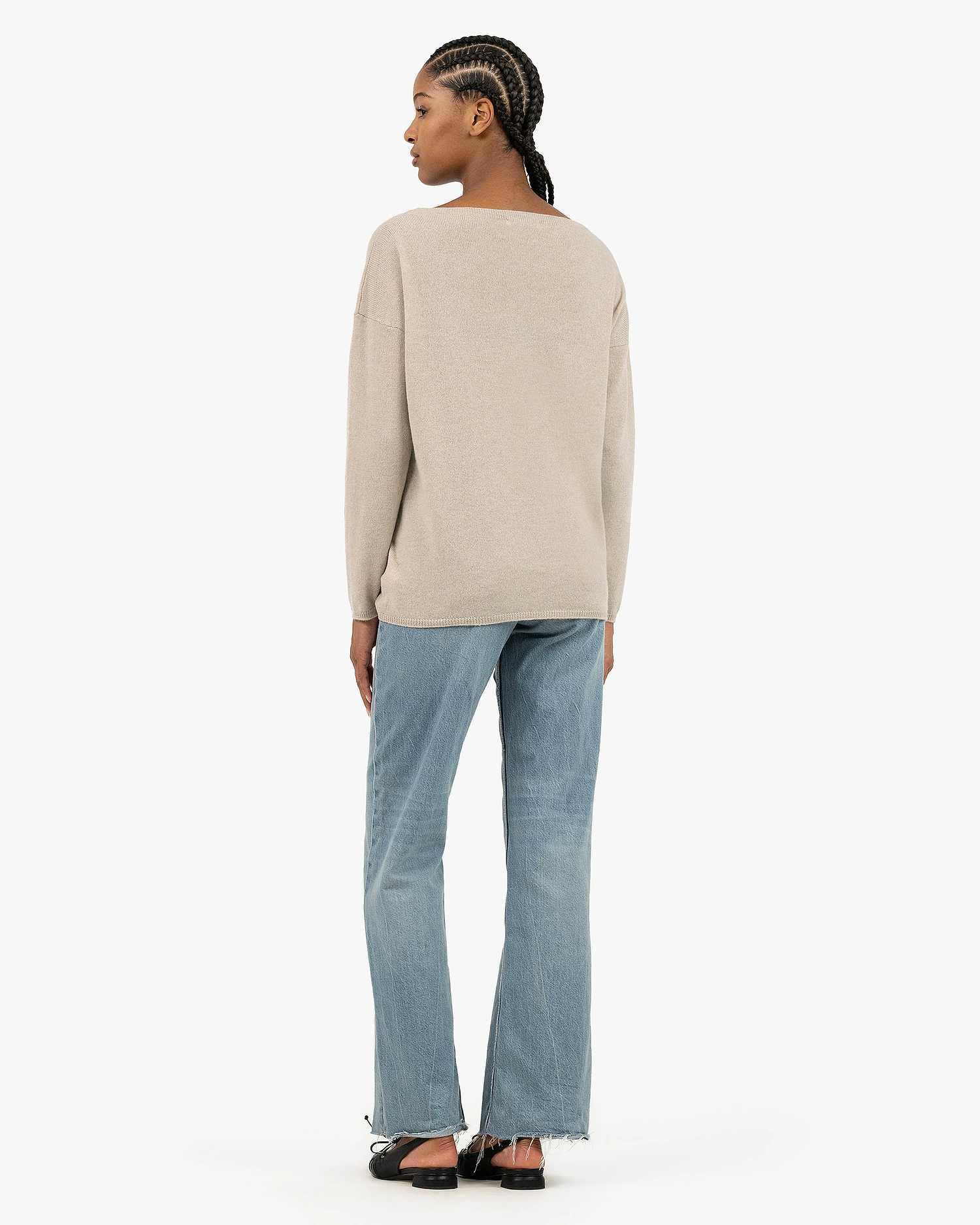 Lightness Boat Neck Sweater - Beige Cashmere