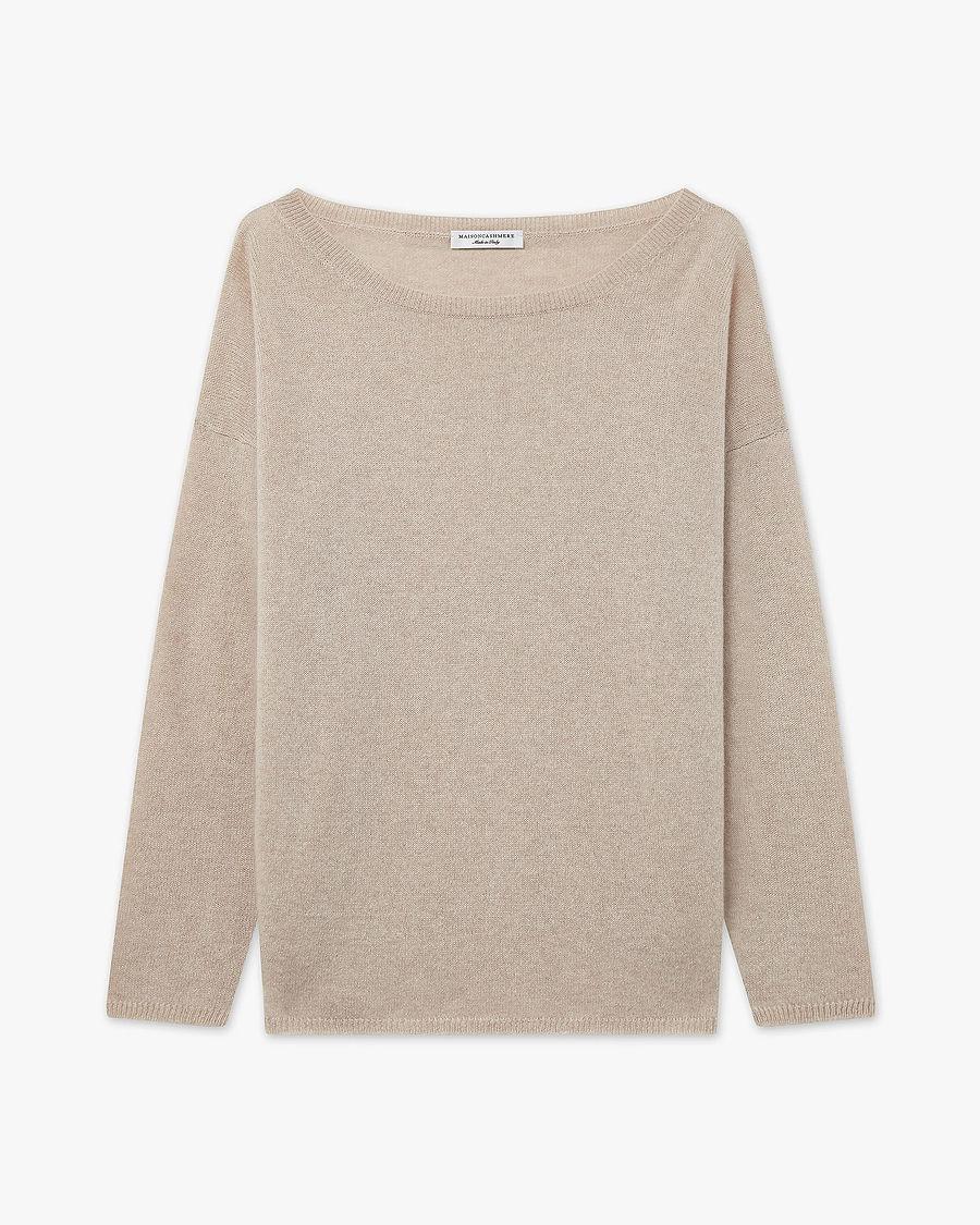 Lightness Boat Neck Sweater - Beige Cashmere