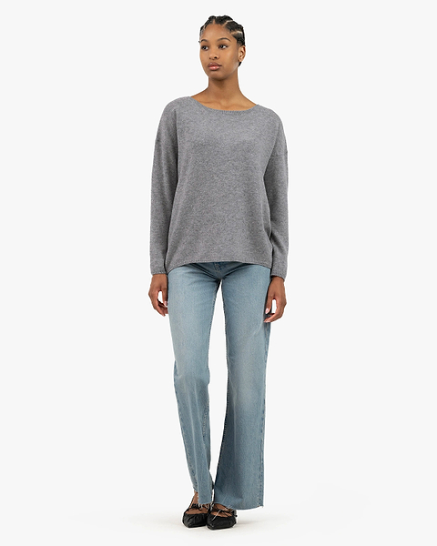 Lightness Boat Neck Sweater - Medium Grey Cashmere