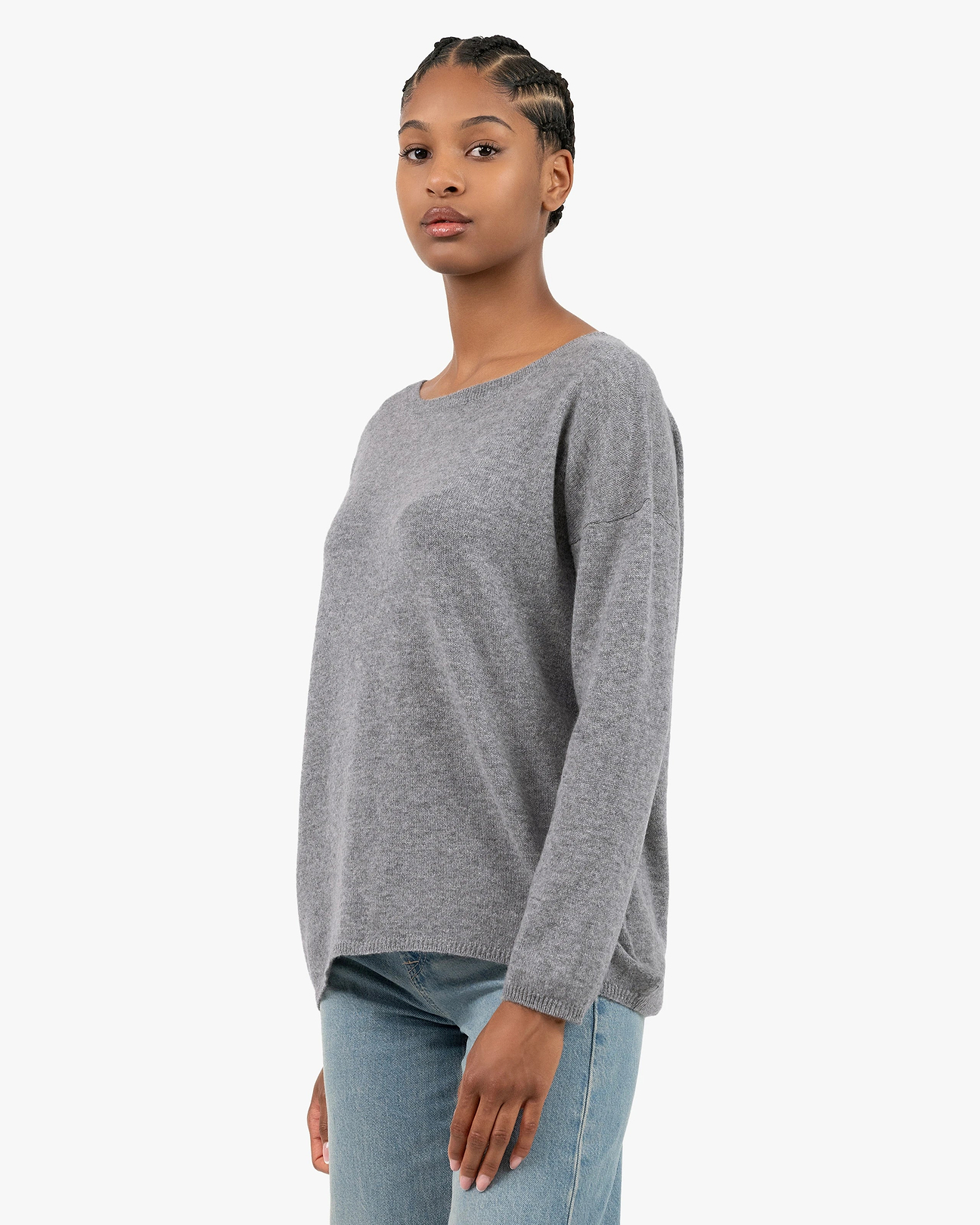 Women's Lightness Cashmere Boat Neck Sweater - Medium Grey
