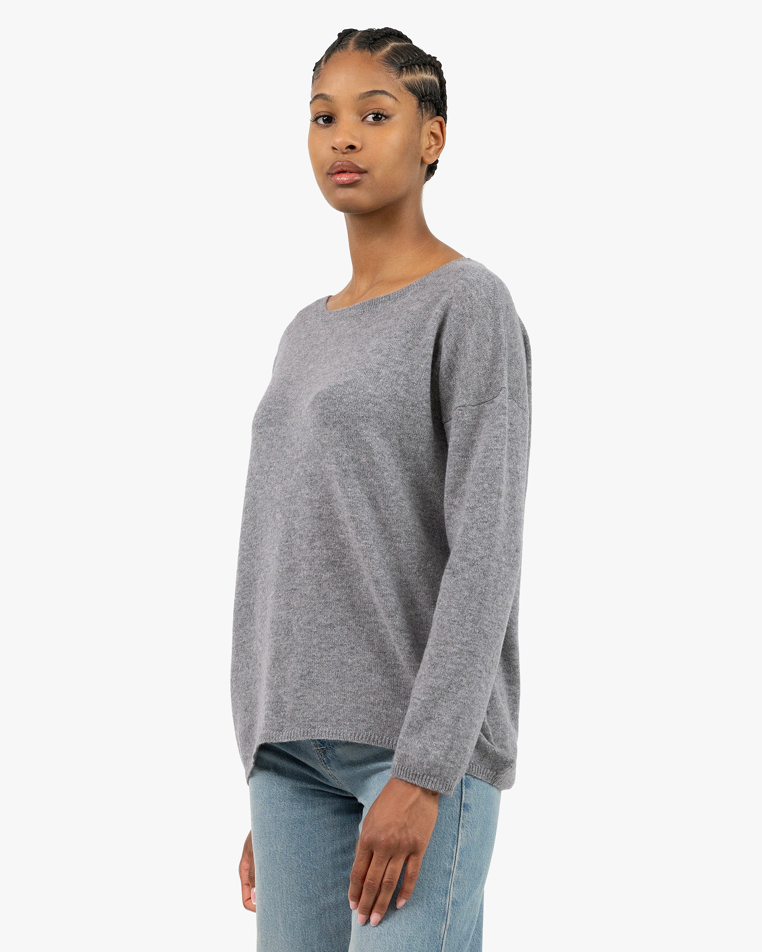 Lightness Boat Neck Sweater - Medium Grey Cashmere
