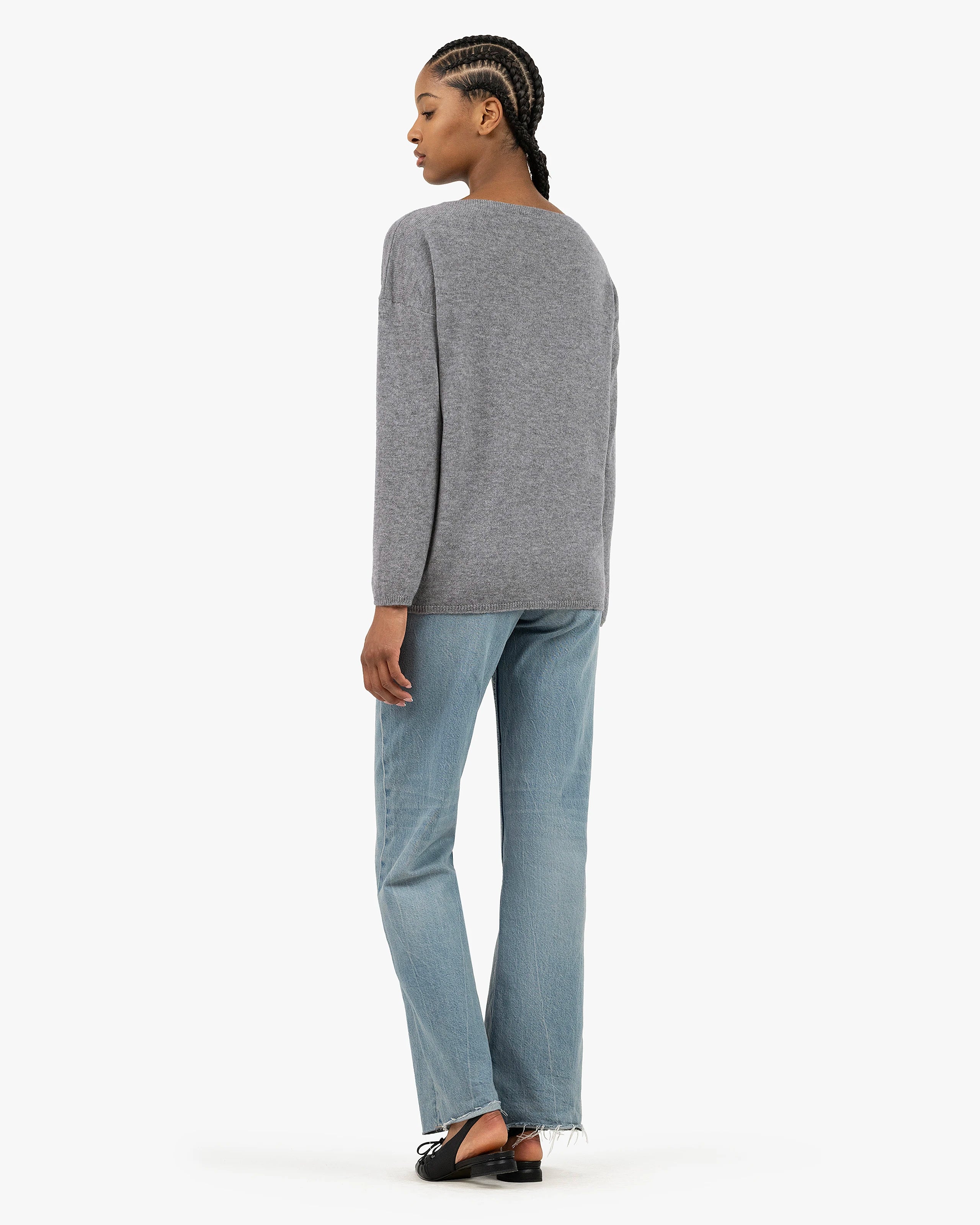 Lightness Boat Neck Sweater - Medium Grey Cashmere