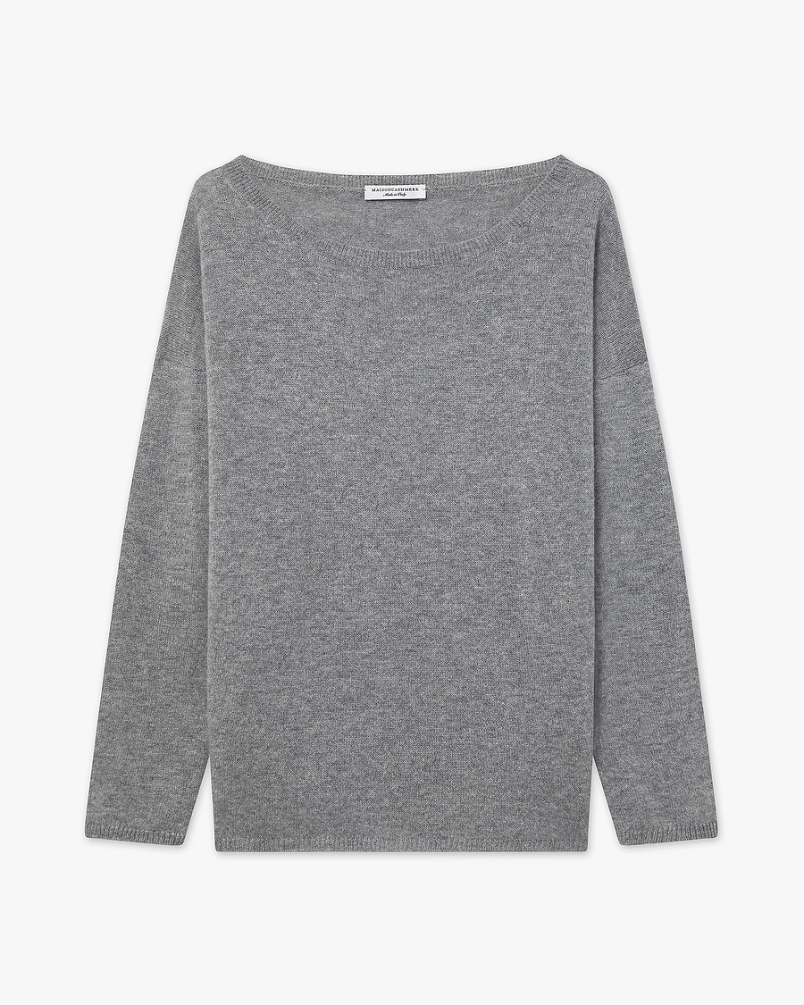 Lightness Boat Neck Sweater - Medium Grey Cashmere