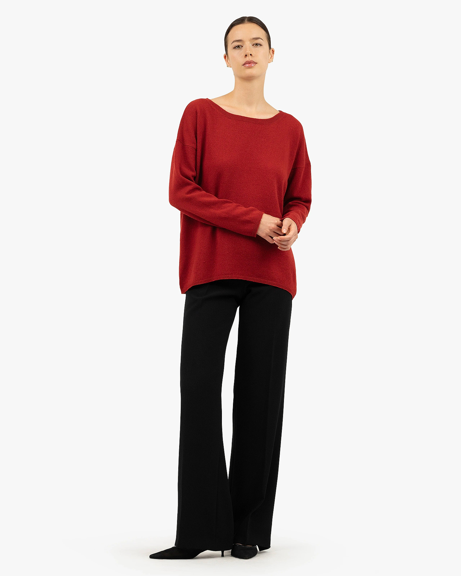 Lightness Boat Neck Sweater - Red Cashmere