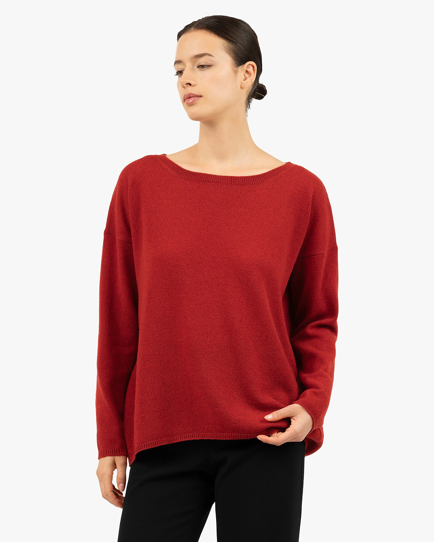 Lightness Boat Neck Sweater - Red Cashmere