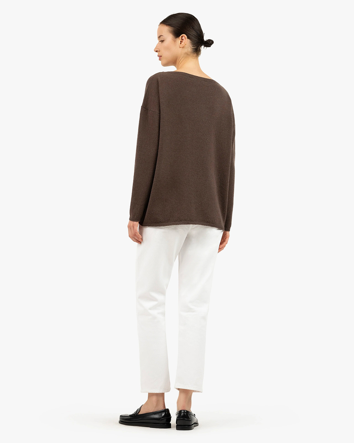 Lightness Boat Neck Sweater - Brown Cashmere