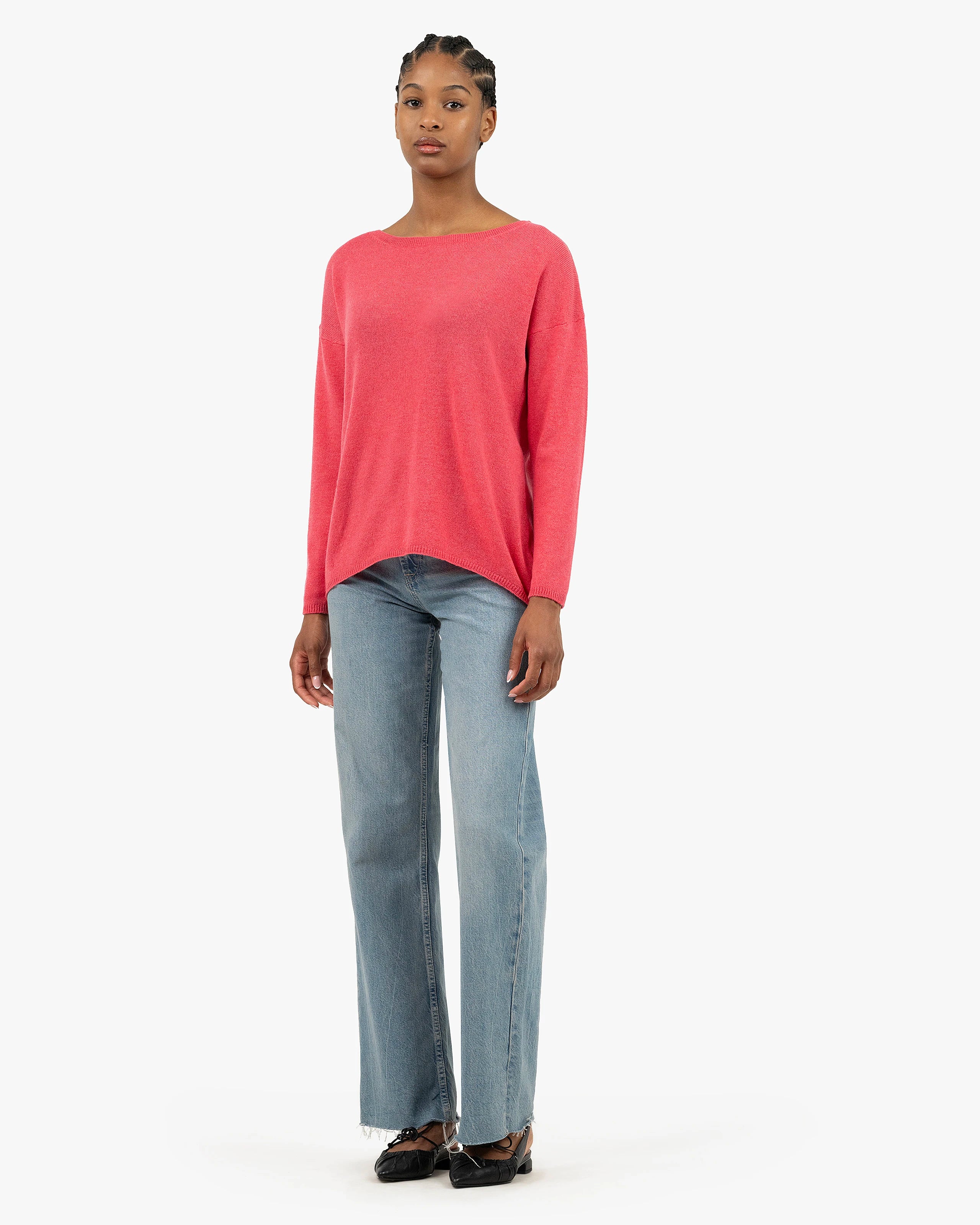Lightness Boat Neck Sweater - Red Cashmere