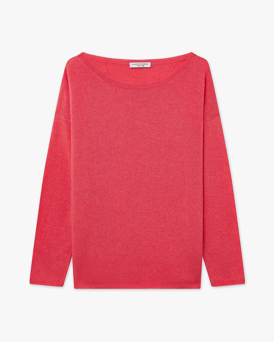 Lightness Boat Neck Sweater - Red Cashmere