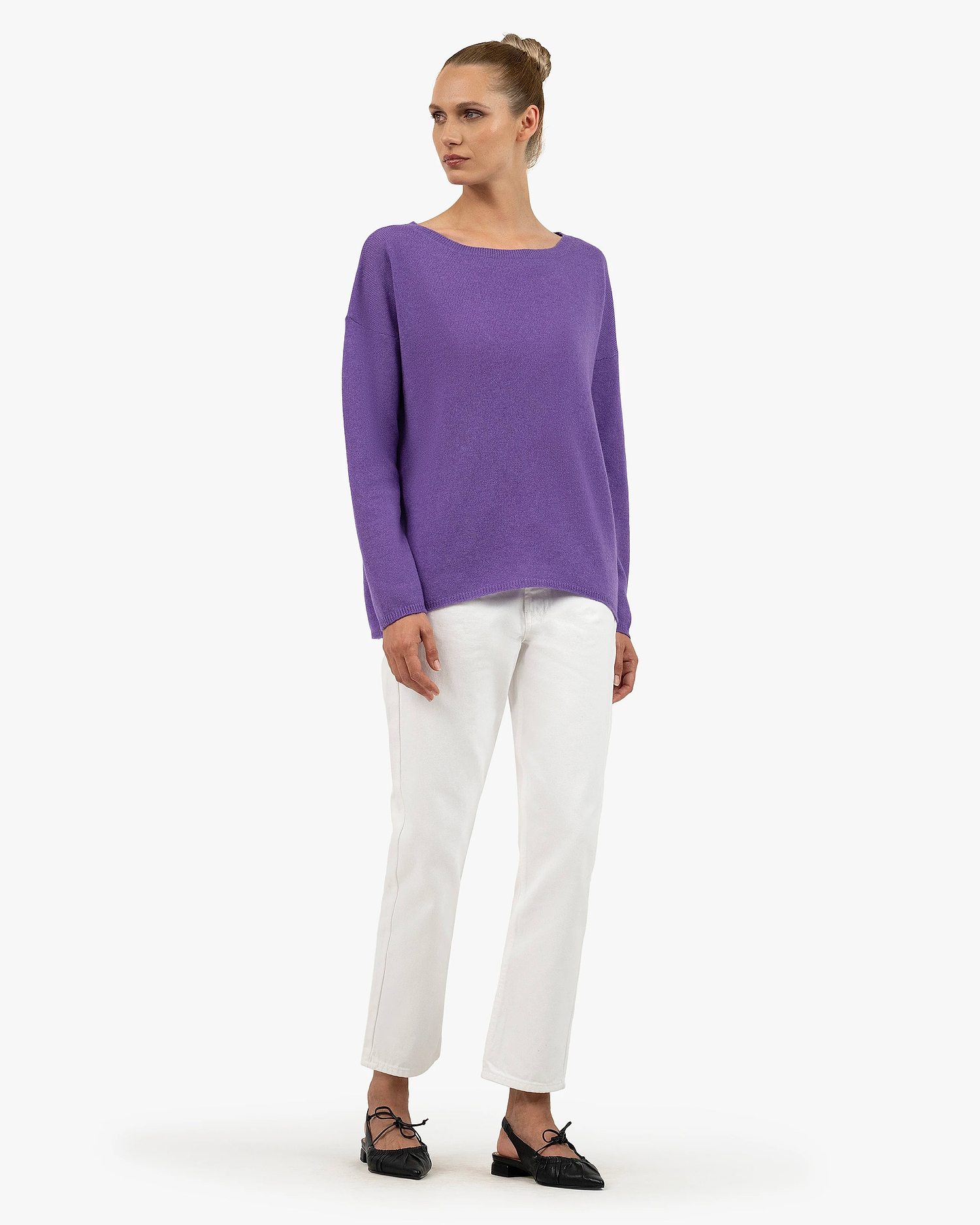 Lightness Boat Neck Sweater - Purple Cashmere