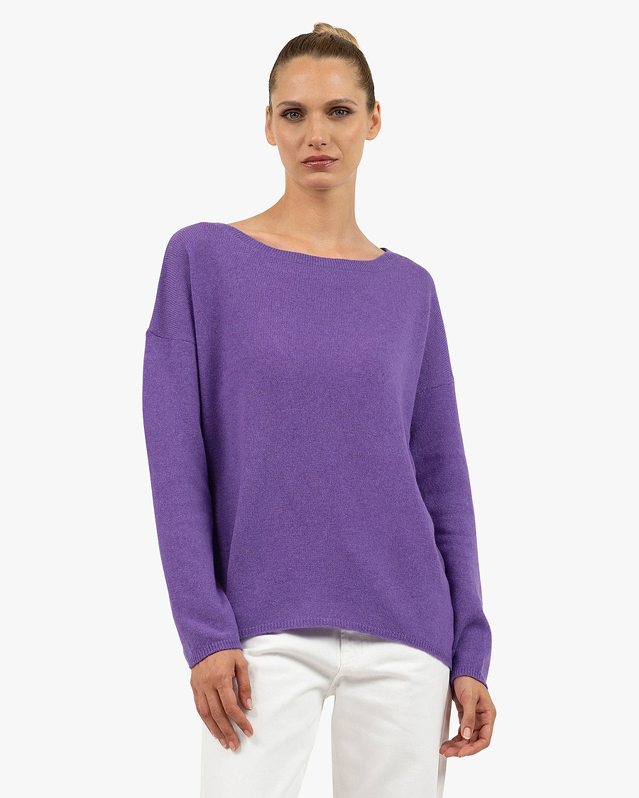 Lightness Boat Neck Sweater - Purple Cashmere