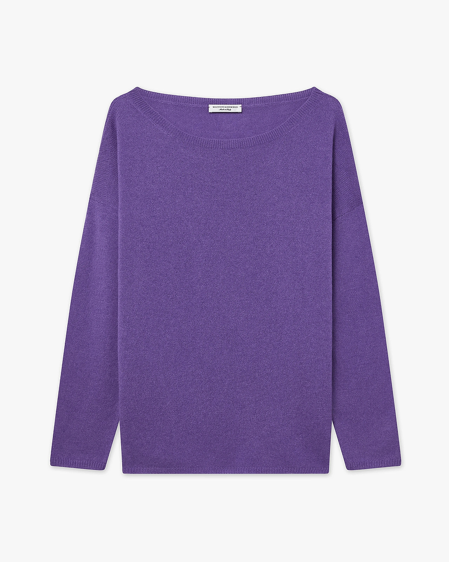 Lightness Boat Neck Sweater - Purple Cashmere