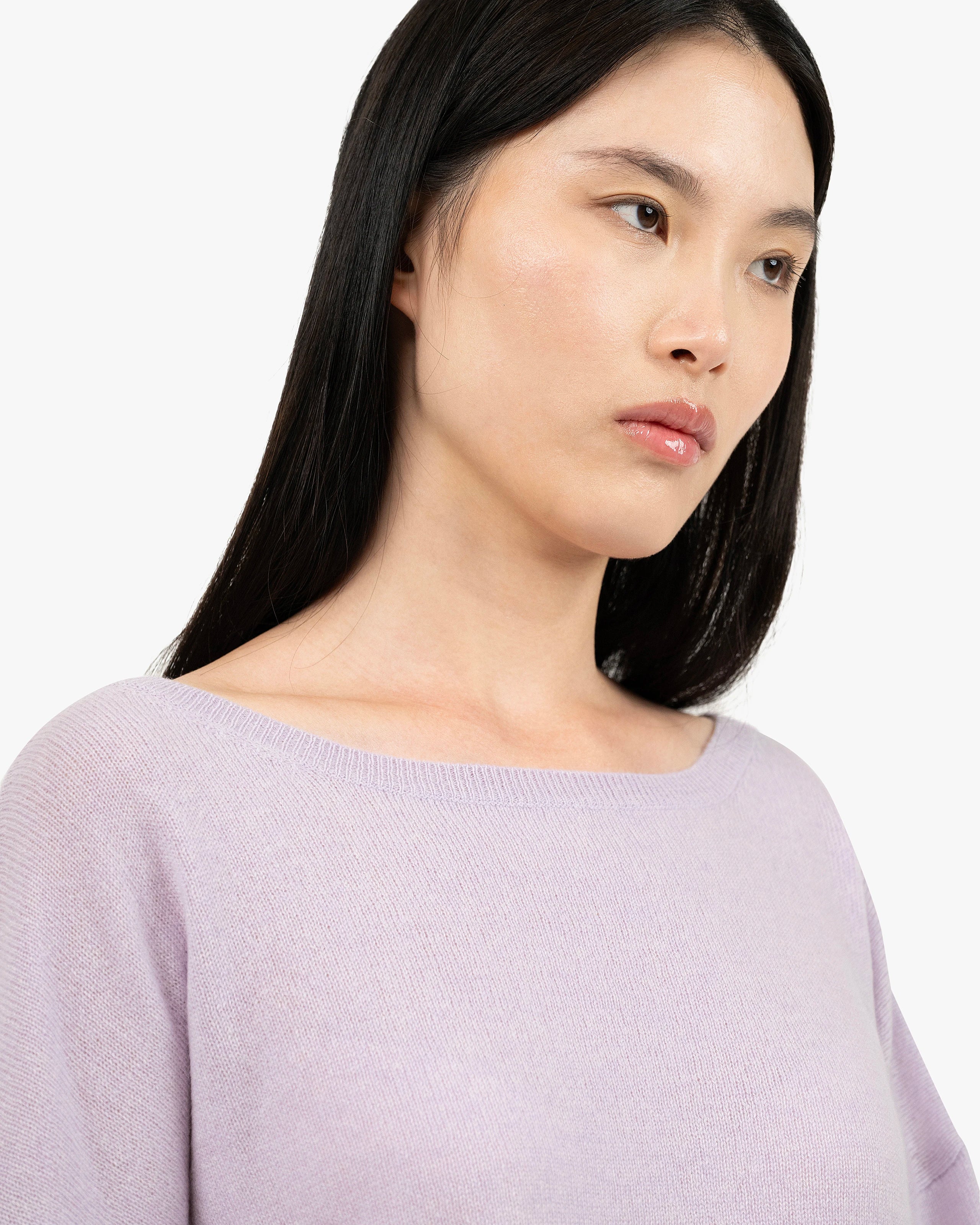 Lightness Boat Neck Sweater - Lilac Cashmere