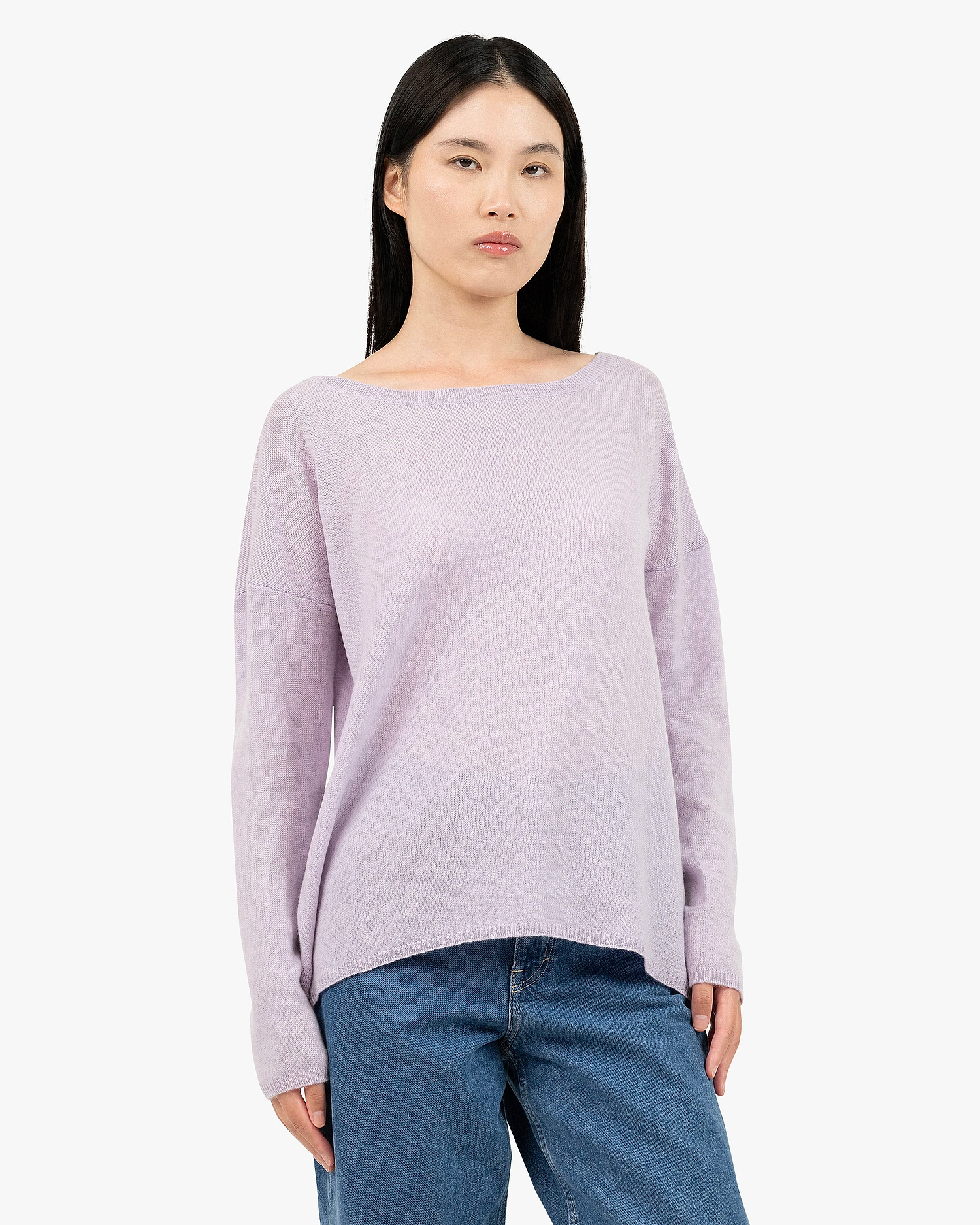 Lightness Boat Neck Sweater - Lilac Cashmere