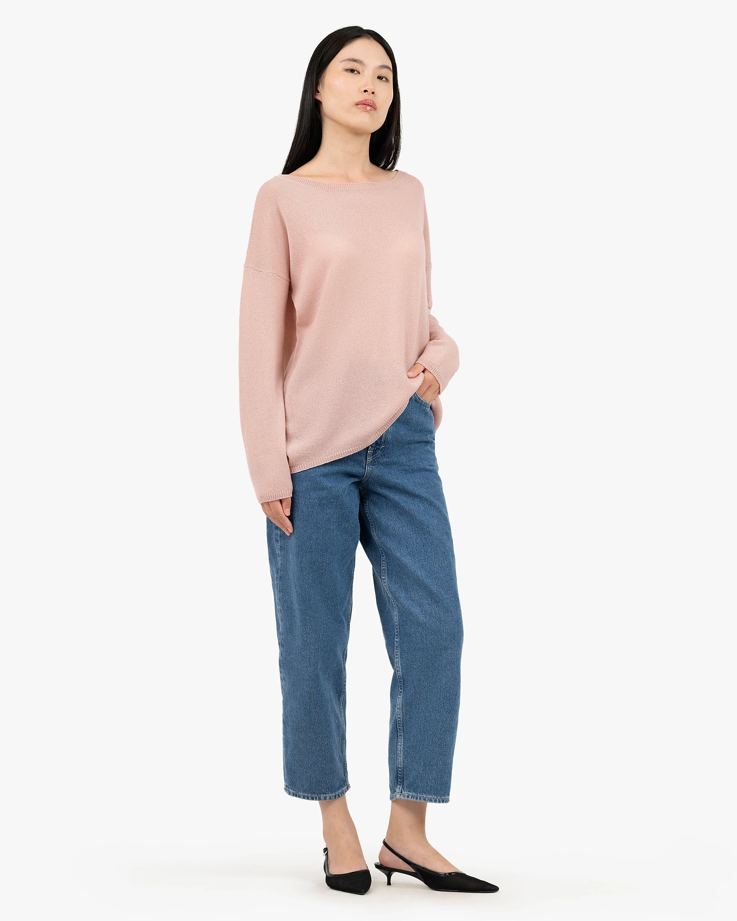 Lightness Boat Neck Sweater - Rose Cashmere