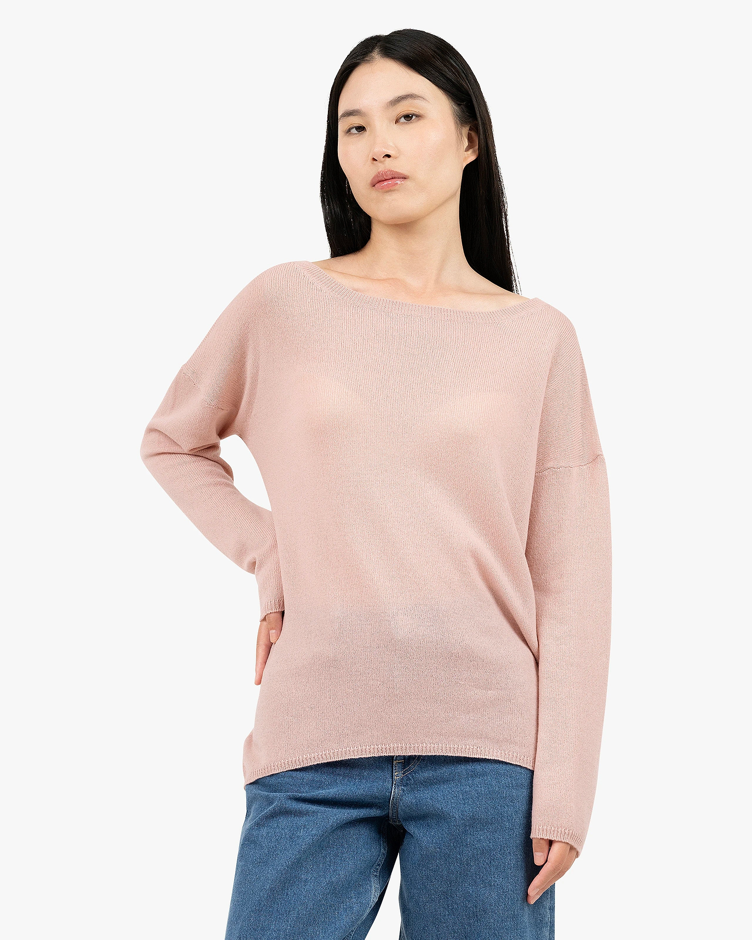 Lightness Boat Neck Sweater - Rose Cashmere