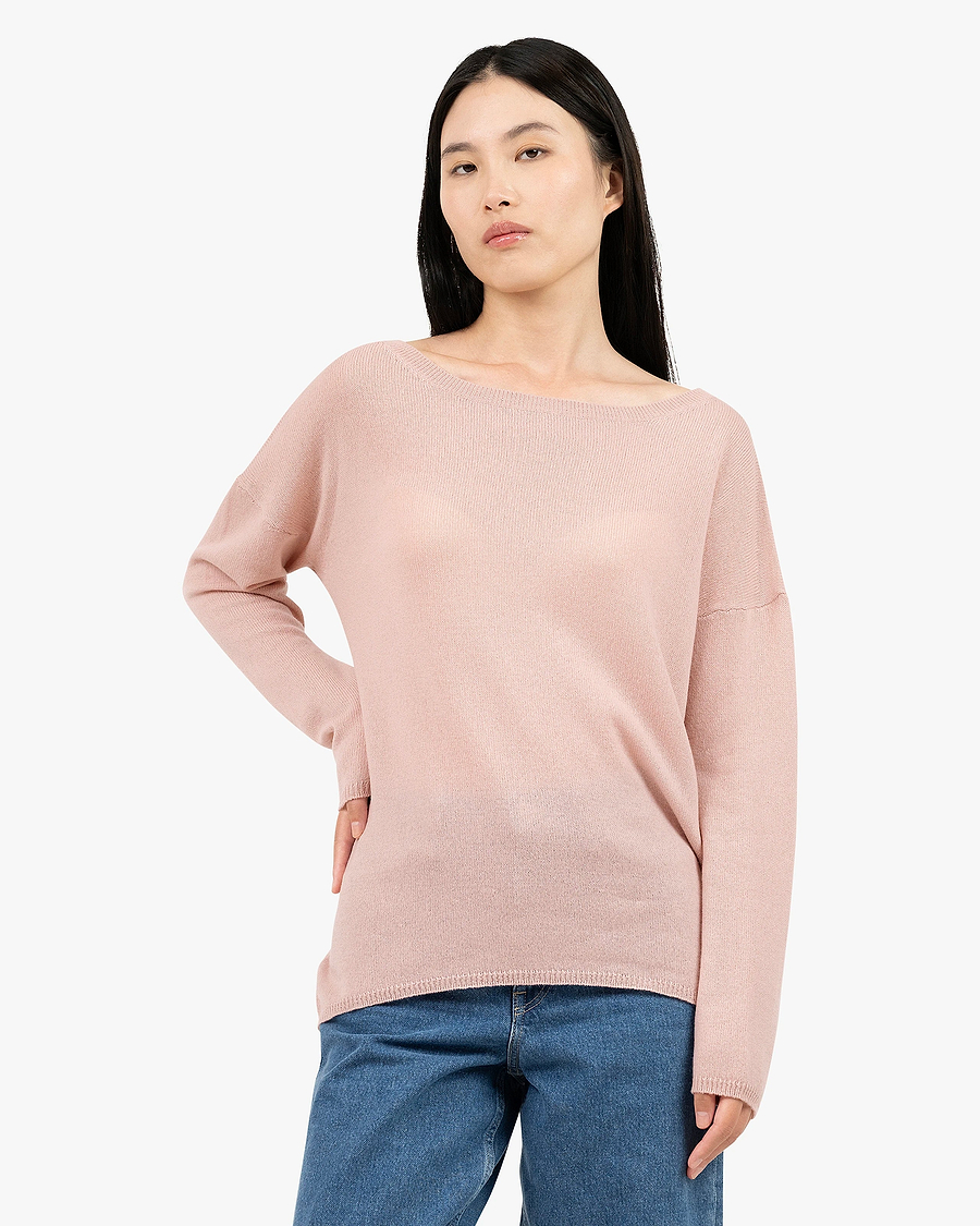Lightness Boat Neck Sweater - Rose Cashmere