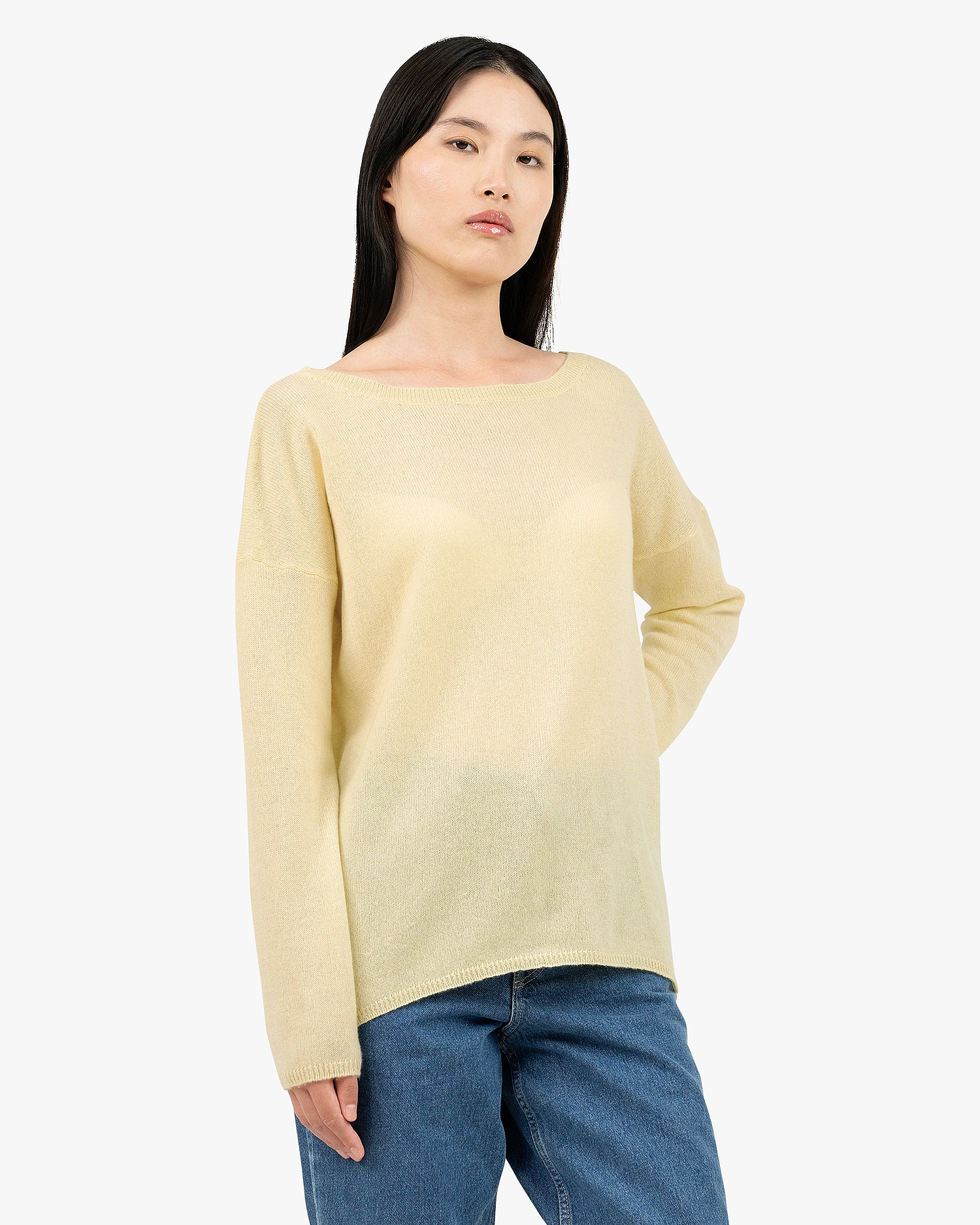 Lightness Boat Neck Sweater - Yellow Cashmere
