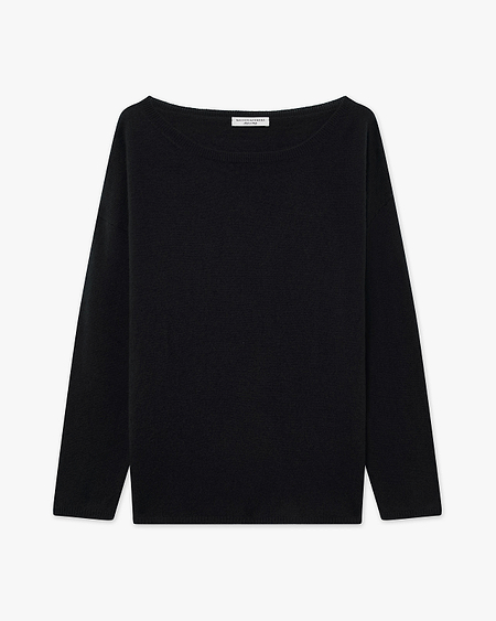 Lightness Boat Neck Sweater - Black Cashmere