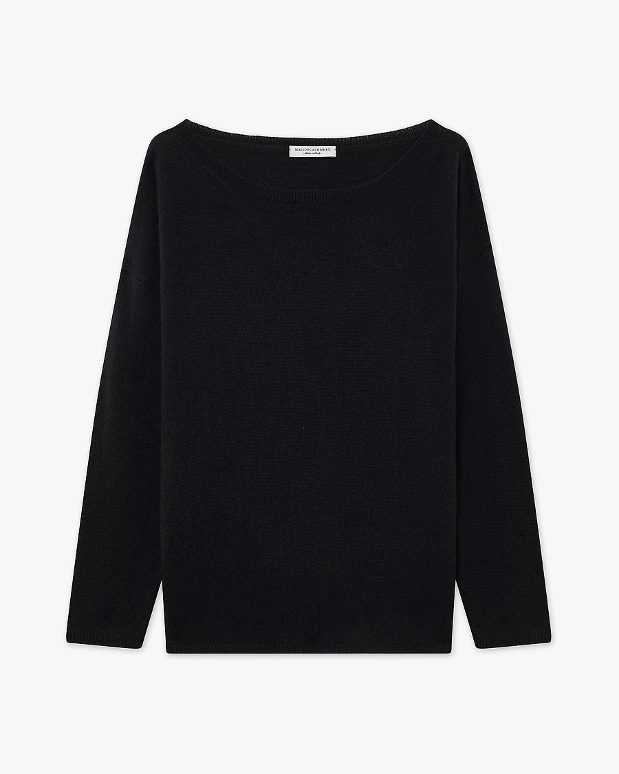 Lightness Boat Neck Sweater - Black Cashmere