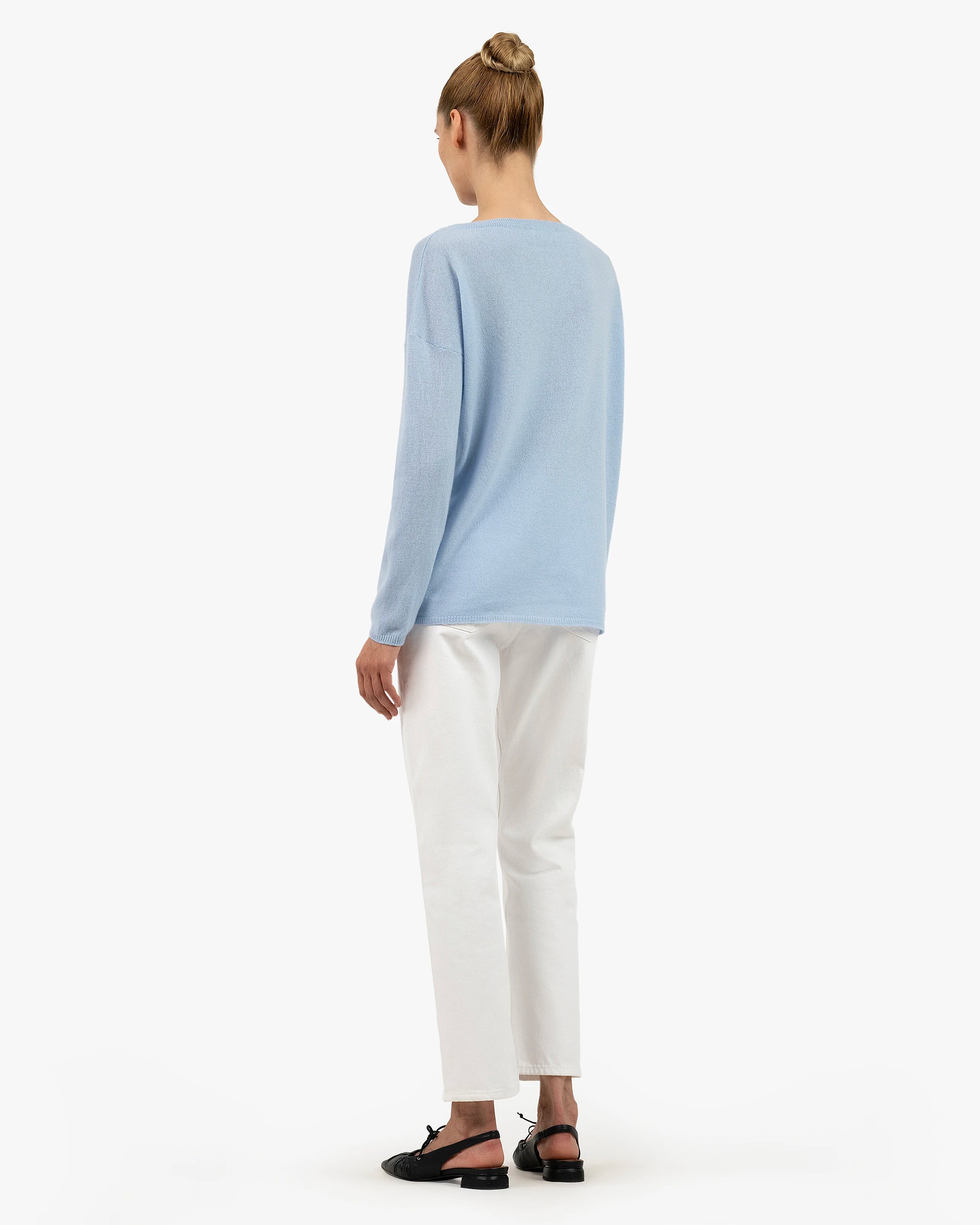 Lightness Boat Neck Sweater - Light Blue Cashmere