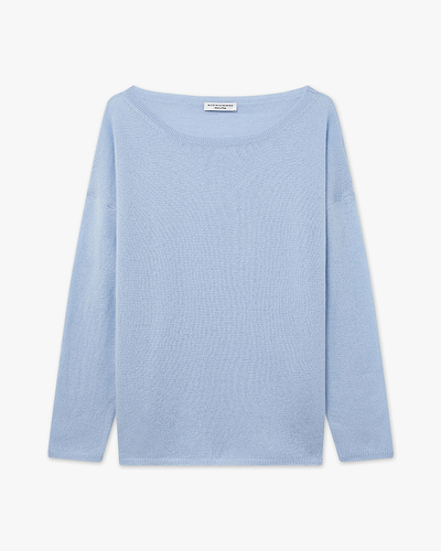 Lightness Boat Neck Sweater - Light Blue Cashmere