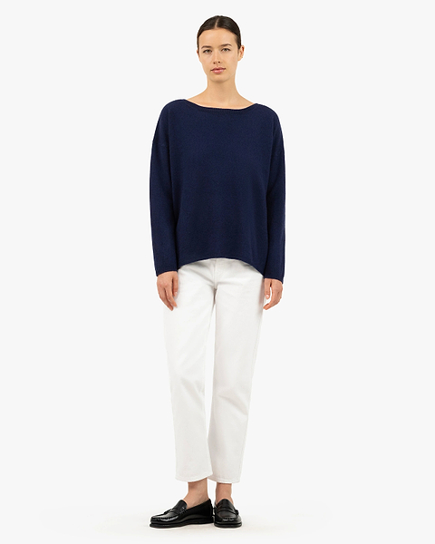 Lightness Boat Neck Sweater - Blue Cashmere