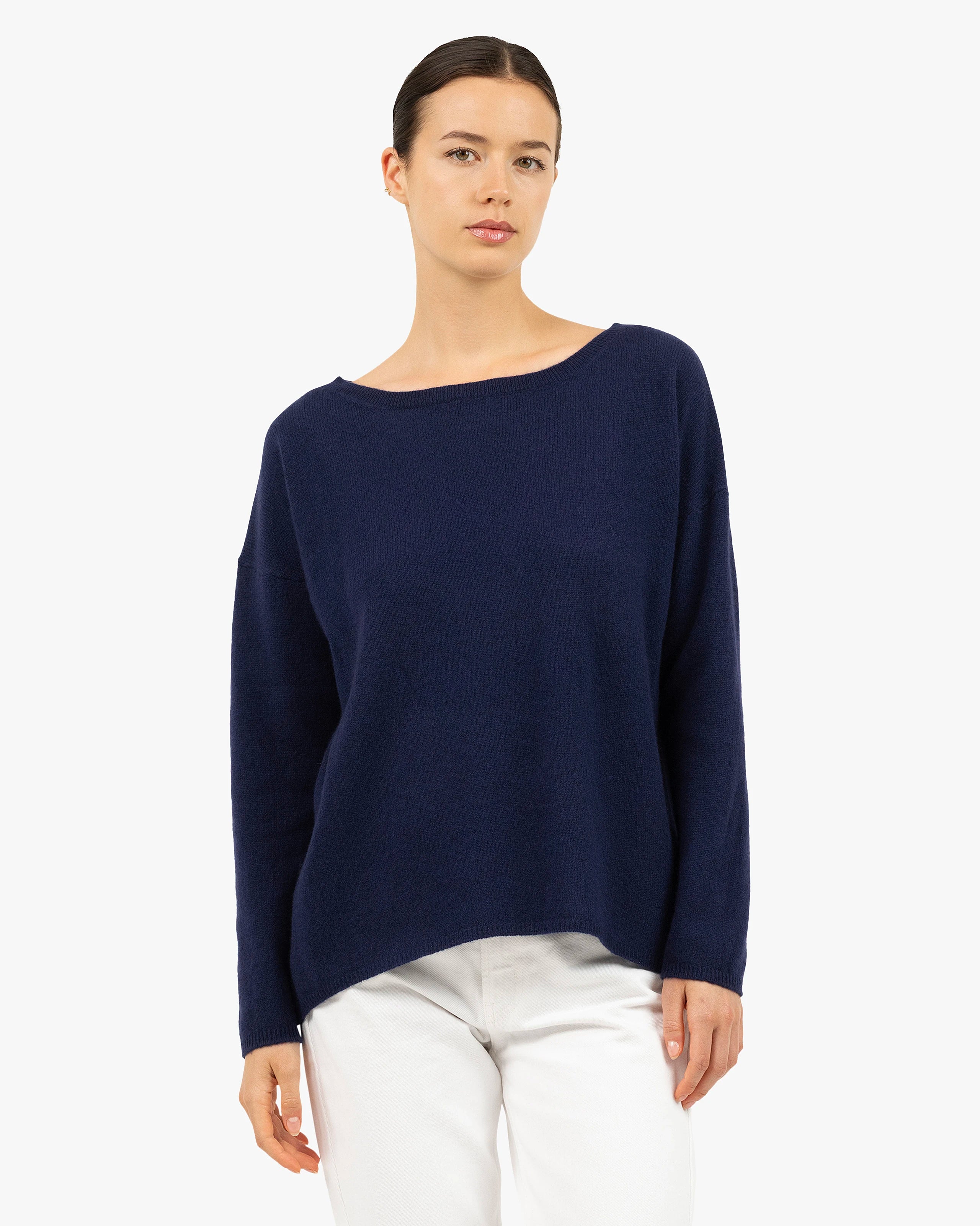 Lightness Boat Neck Sweater - Blue Cashmere