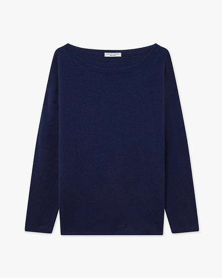 Lightness Boat Neck Sweater - Blue Cashmere