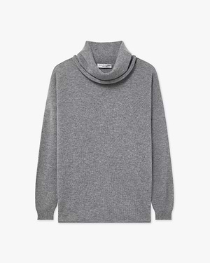 Lightness Wasserfallkragen Pullover - Mittelgrau