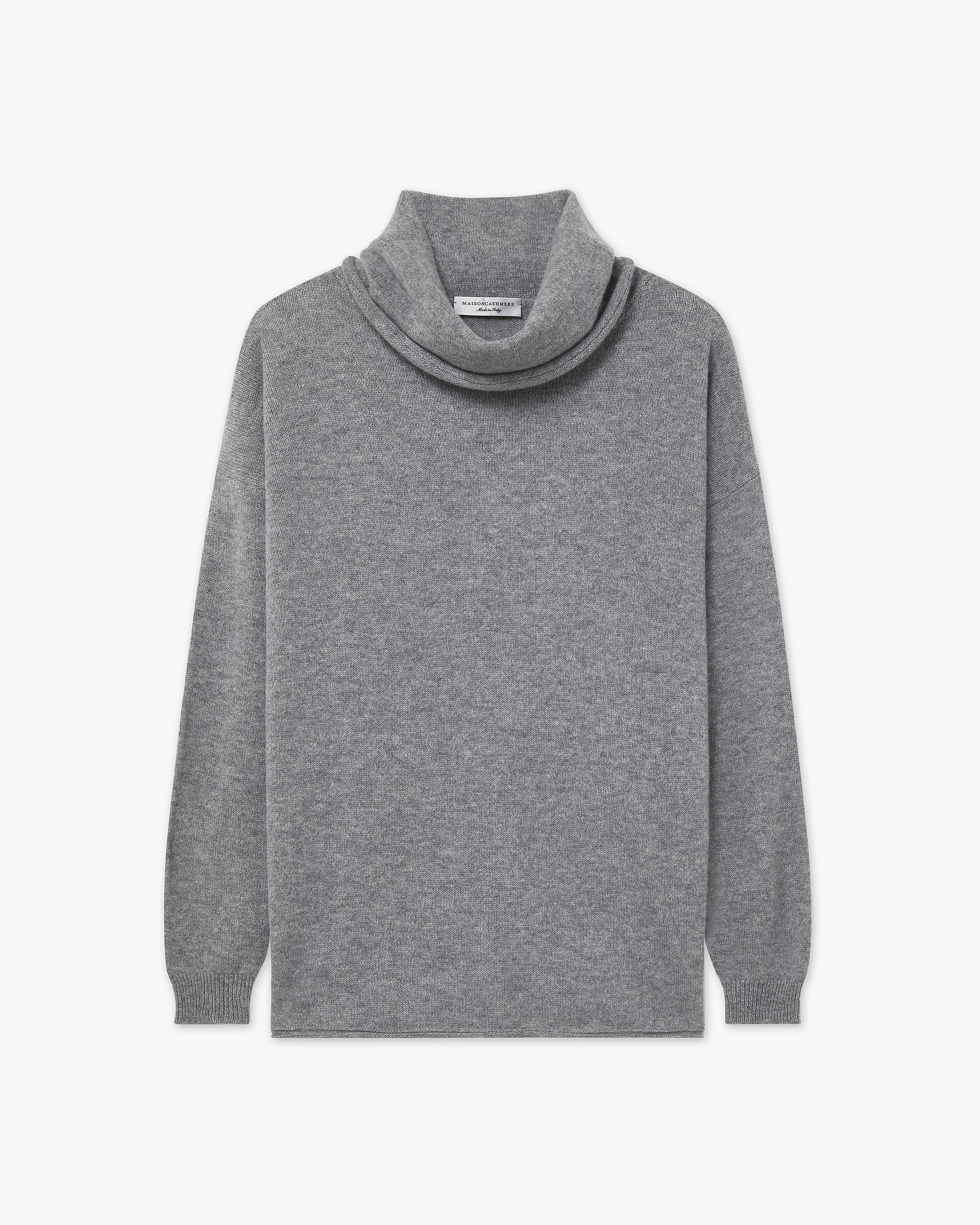 Lightness Cowl Neck Sweater - Medium Grey Cashmere