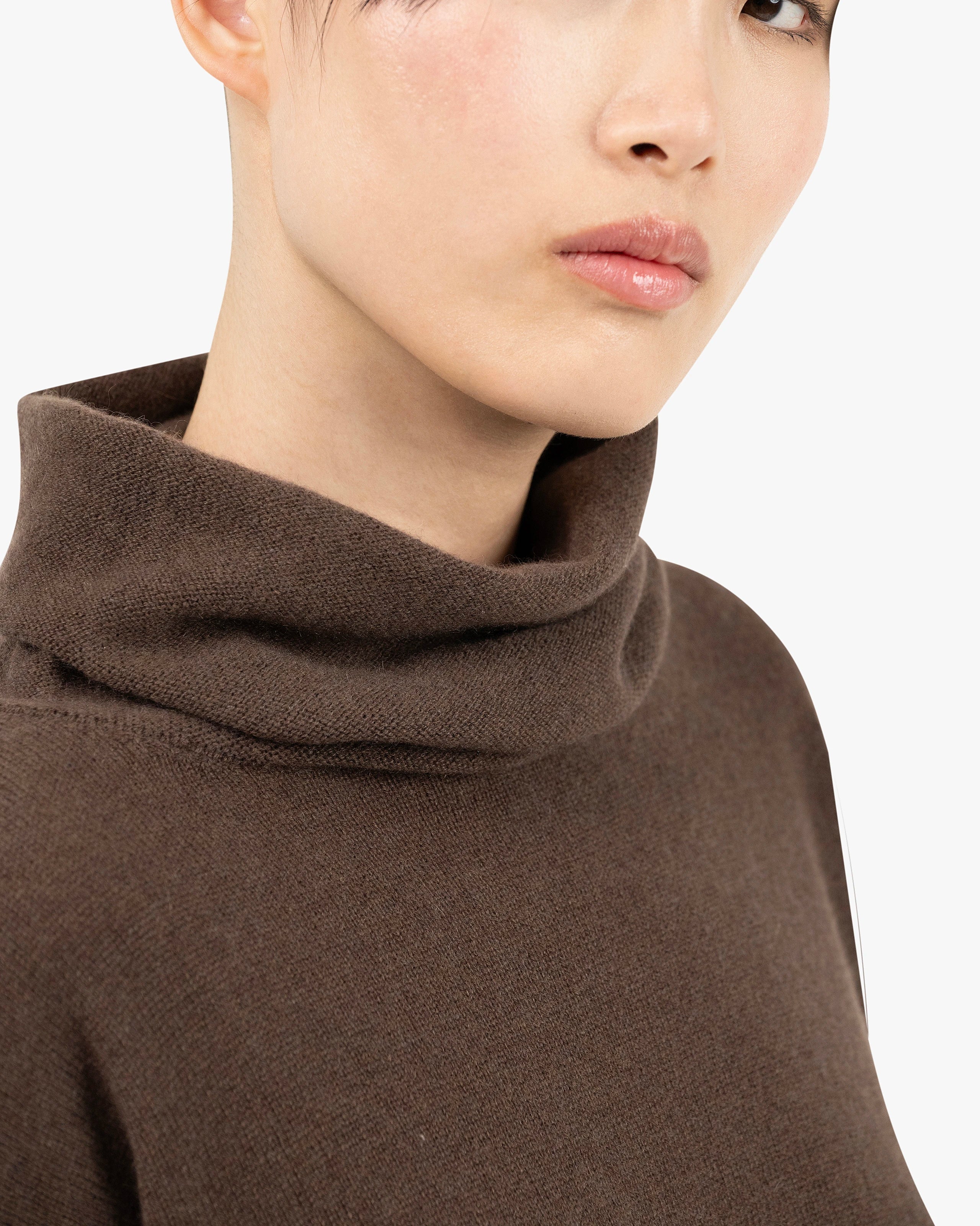 Lightness Cowl Neck Sweater - Brown Cashmere