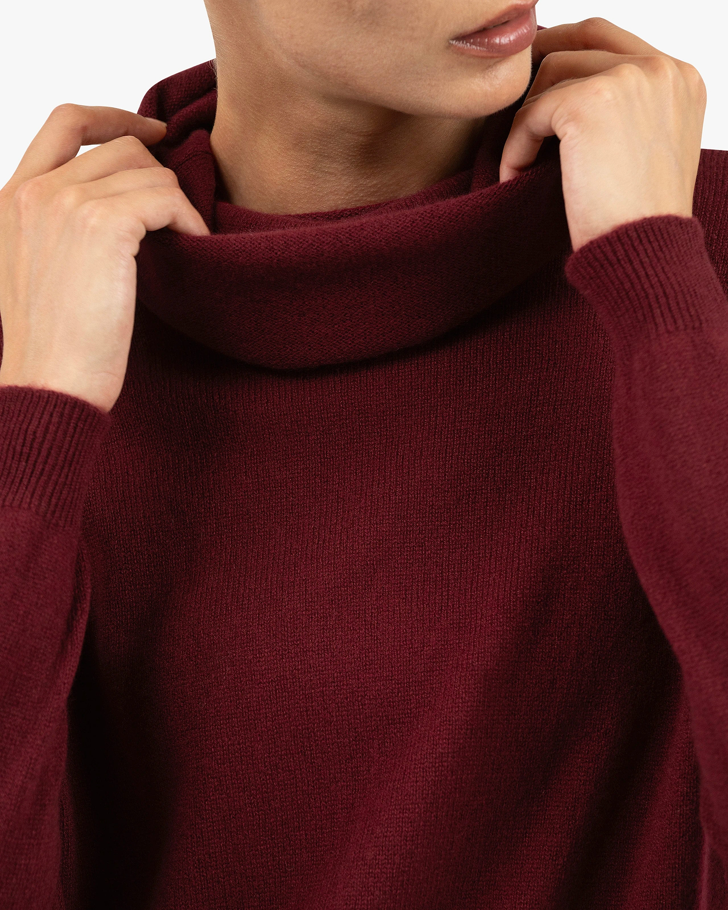 Lightness Cowl Neck Sweater - Bordeaux Cashmere