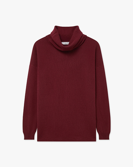 Lightness Cowl Neck Sweater - Bordeaux Cashmere