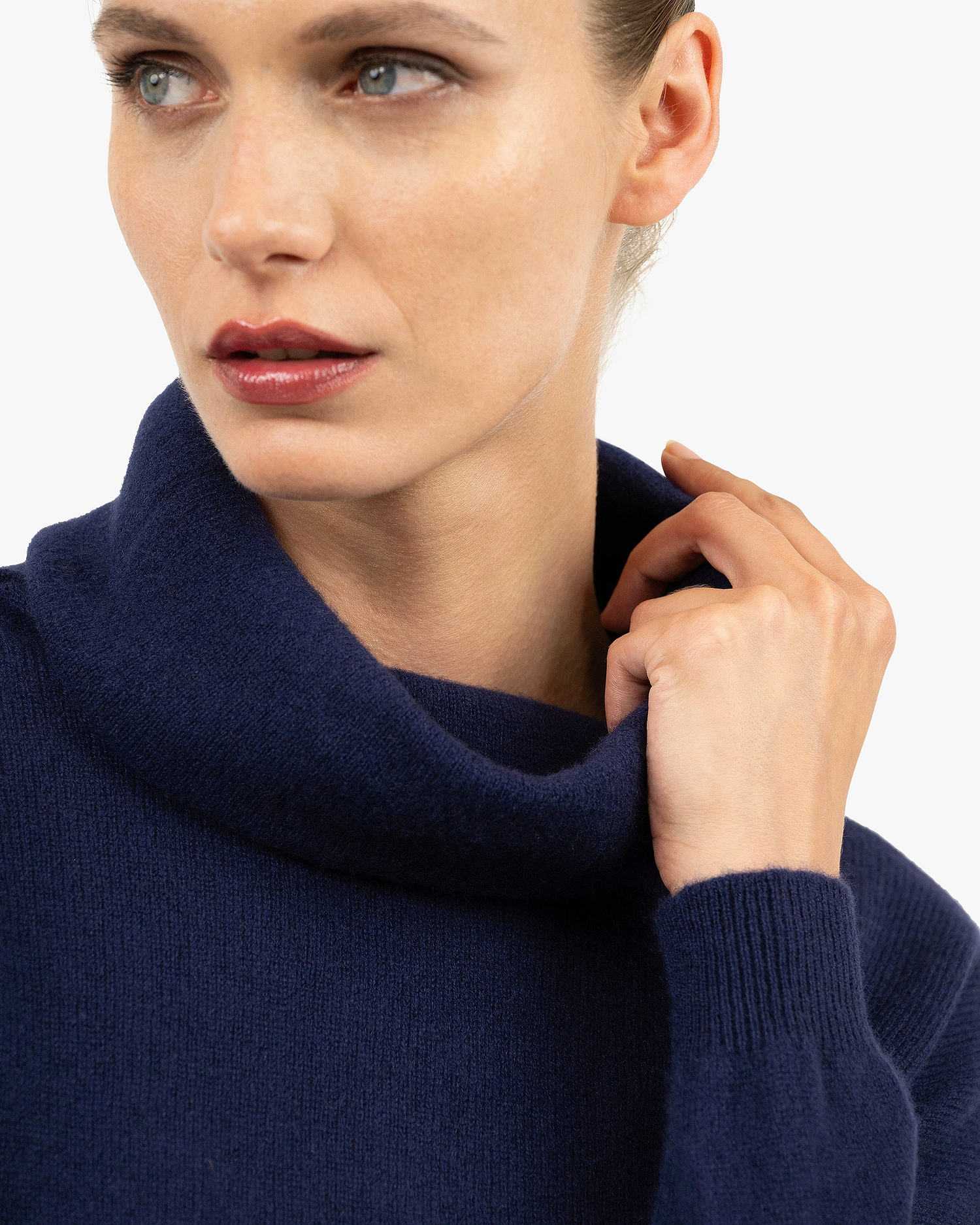 Lightness Cowl Neck Sweater - Blue Cashmere