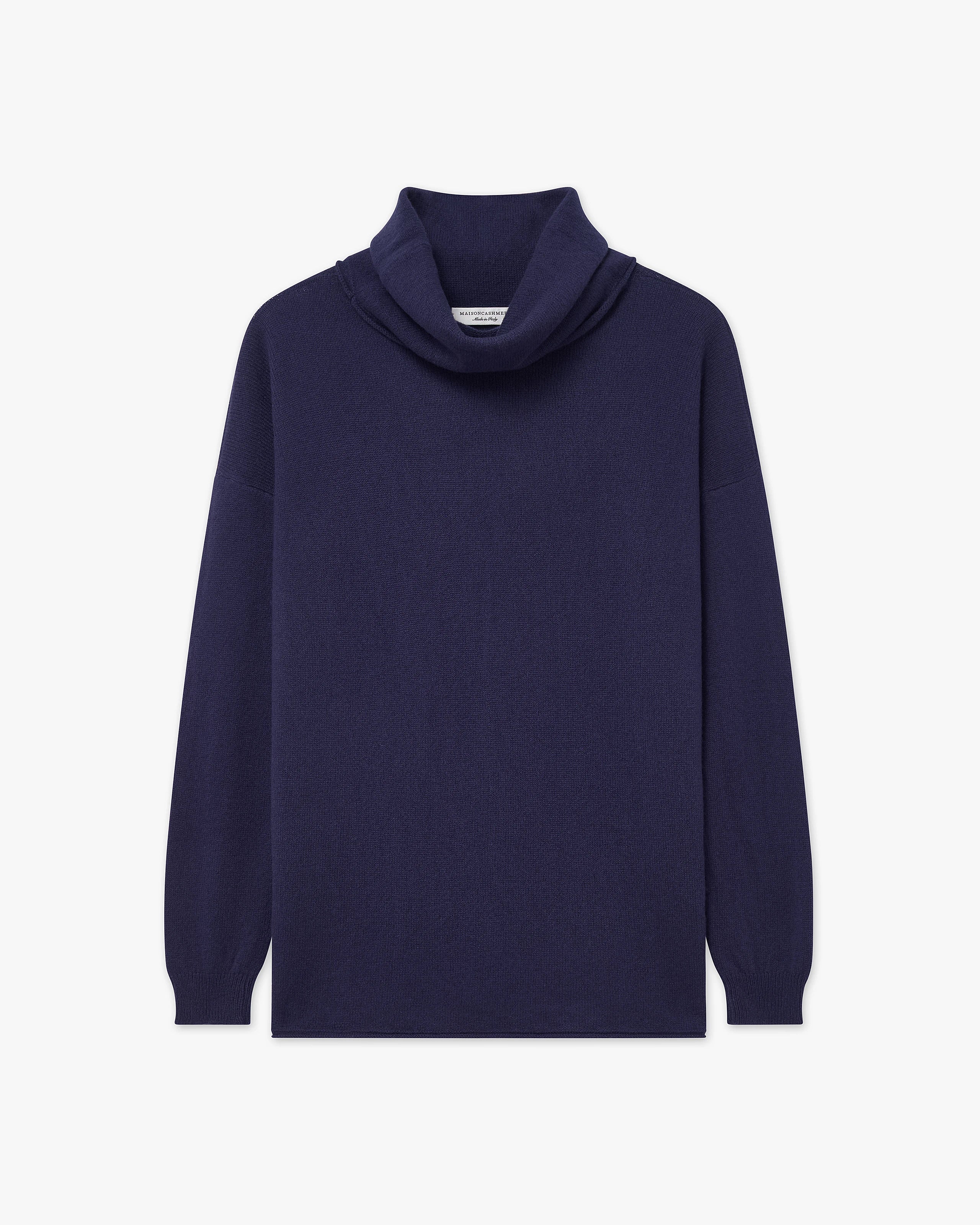 Lightness Cowl Neck Sweater - Blue Cashmere