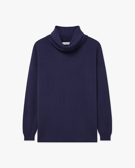 Lightness Cowl Neck Sweater - Blue Cashmere