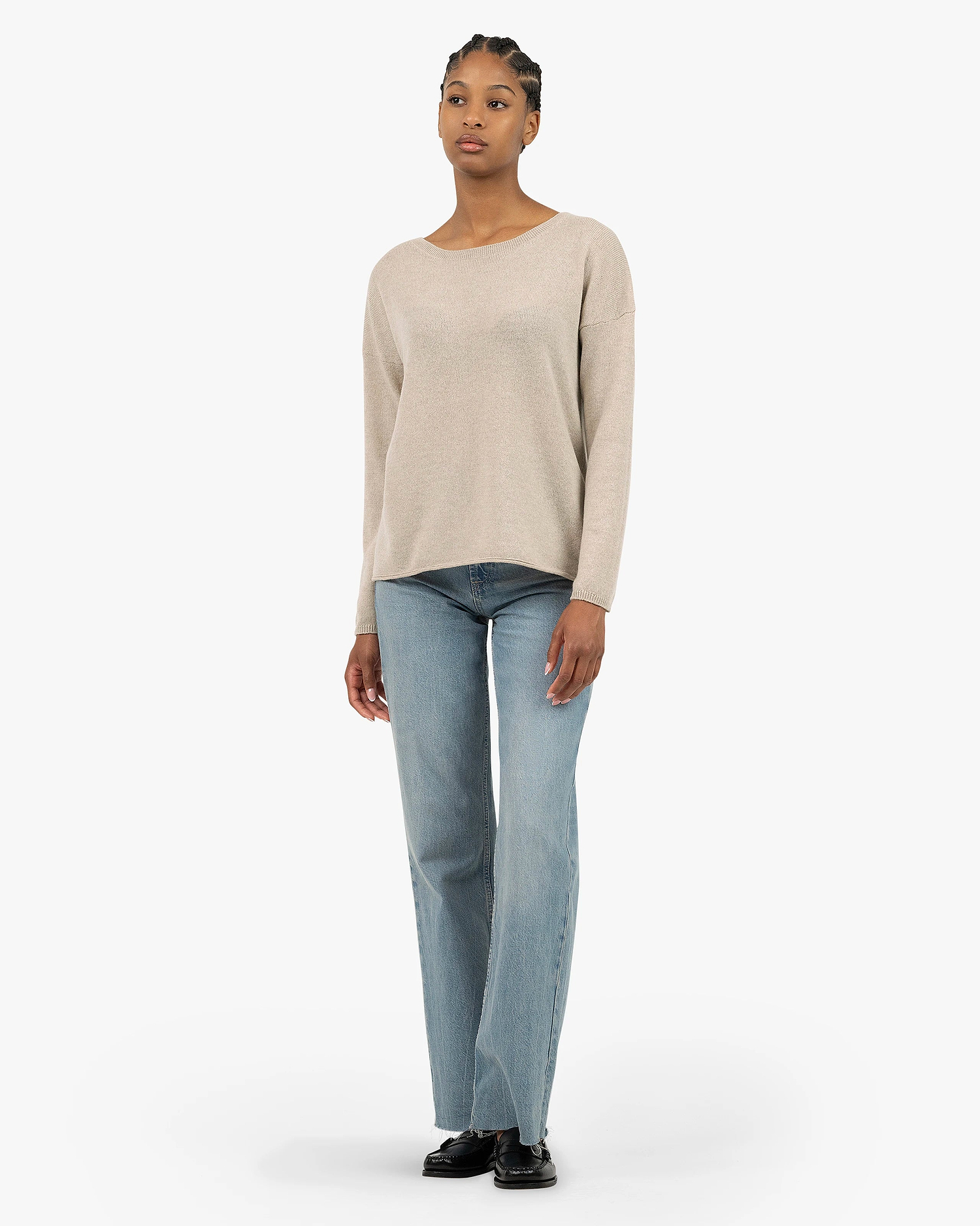 Lightness Crew Neck Sweater - Beige Cashmere