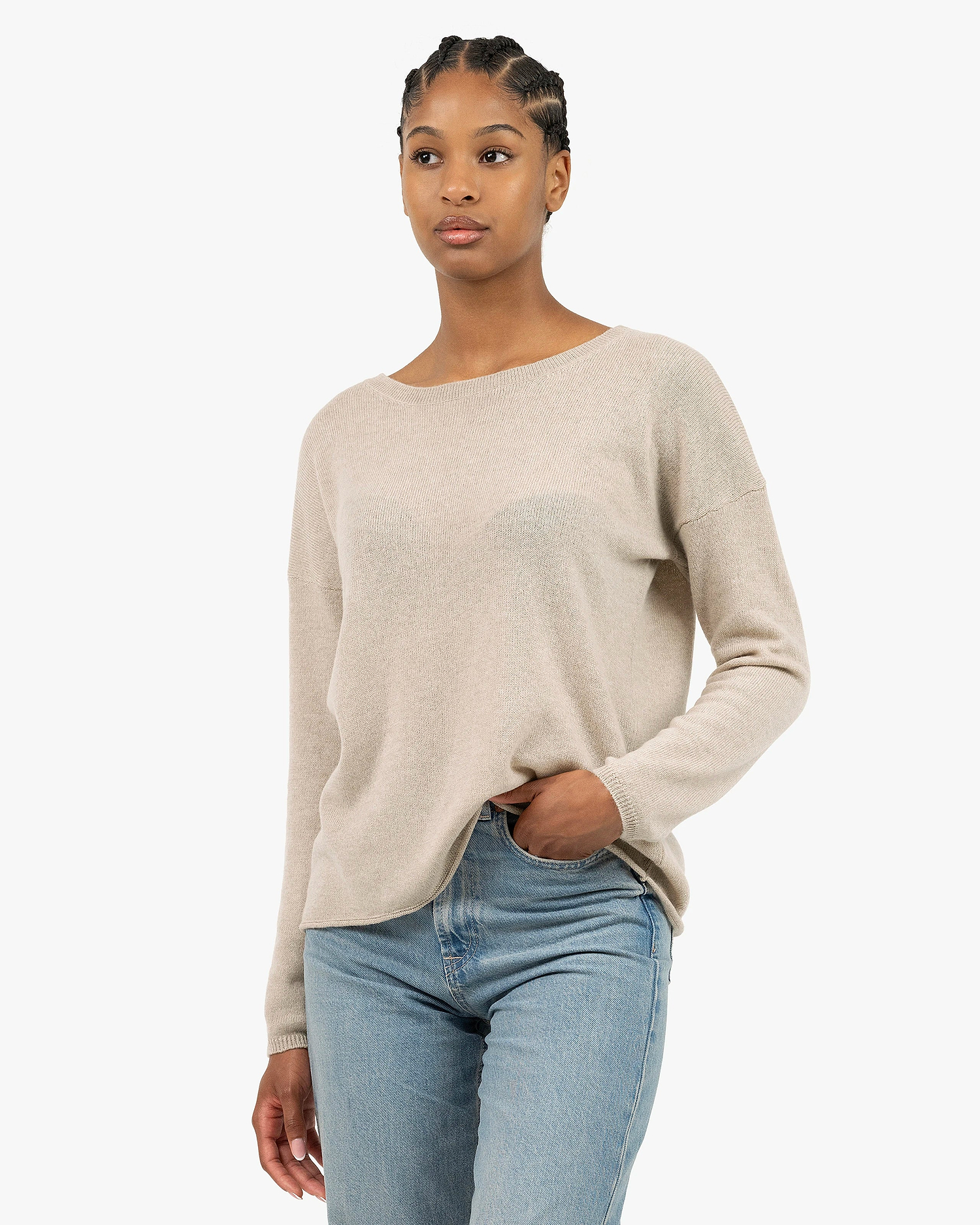 Lightness Crew Neck Sweater - Beige Cashmere