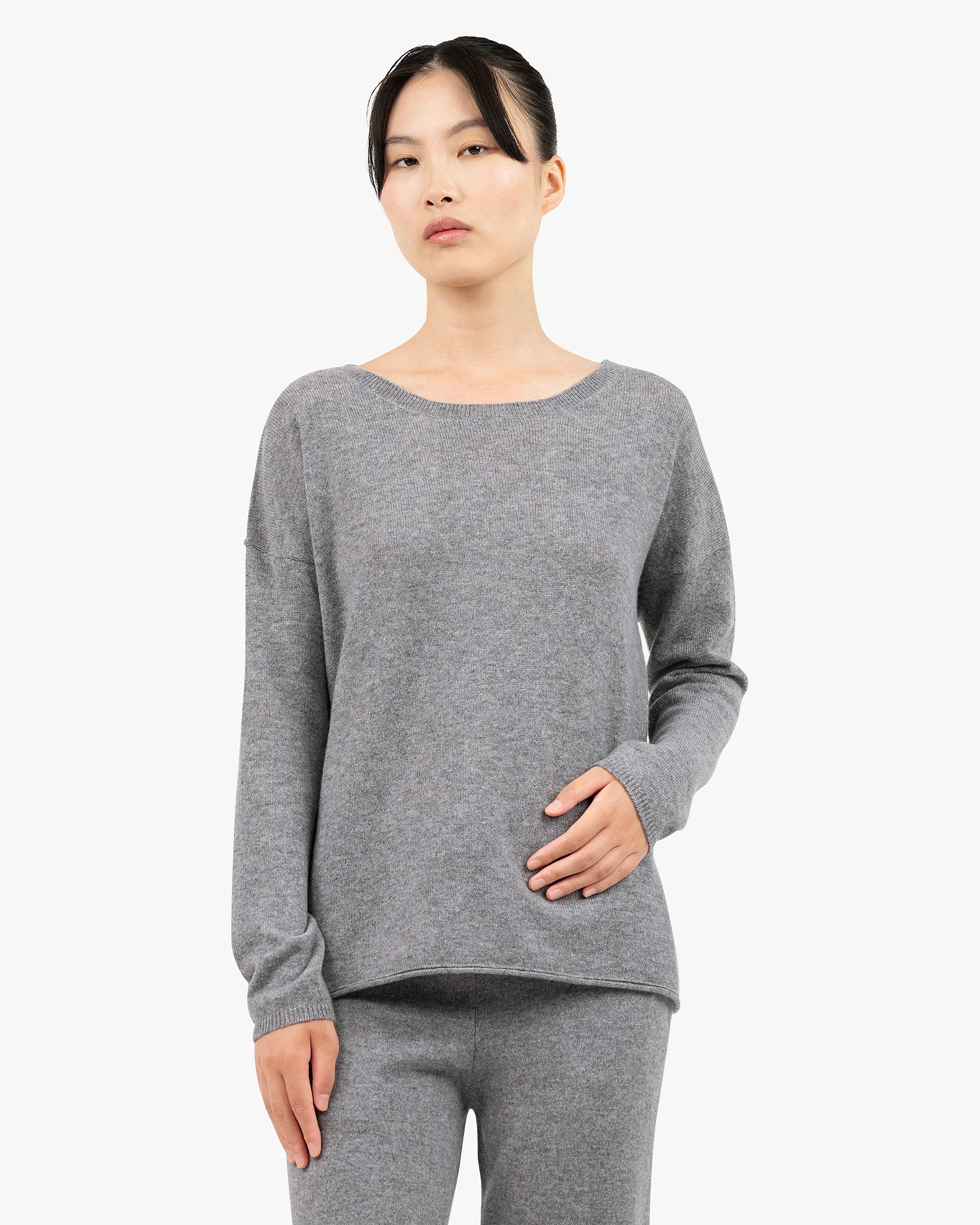 Lightness Crew Neck Sweater - Medium Grey Cashmere