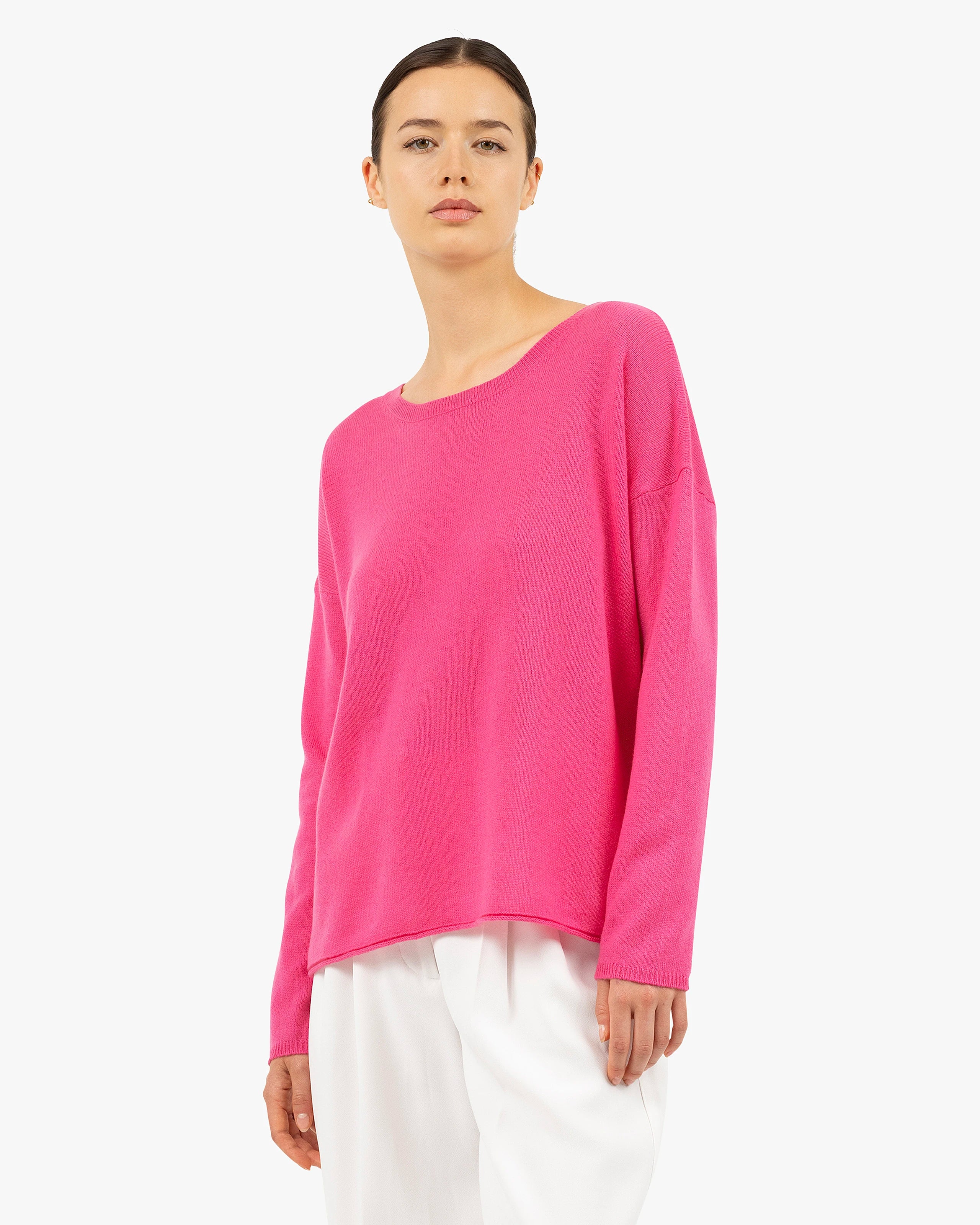Lightness Crew Neck Sweater - Fuchsia Cashmere