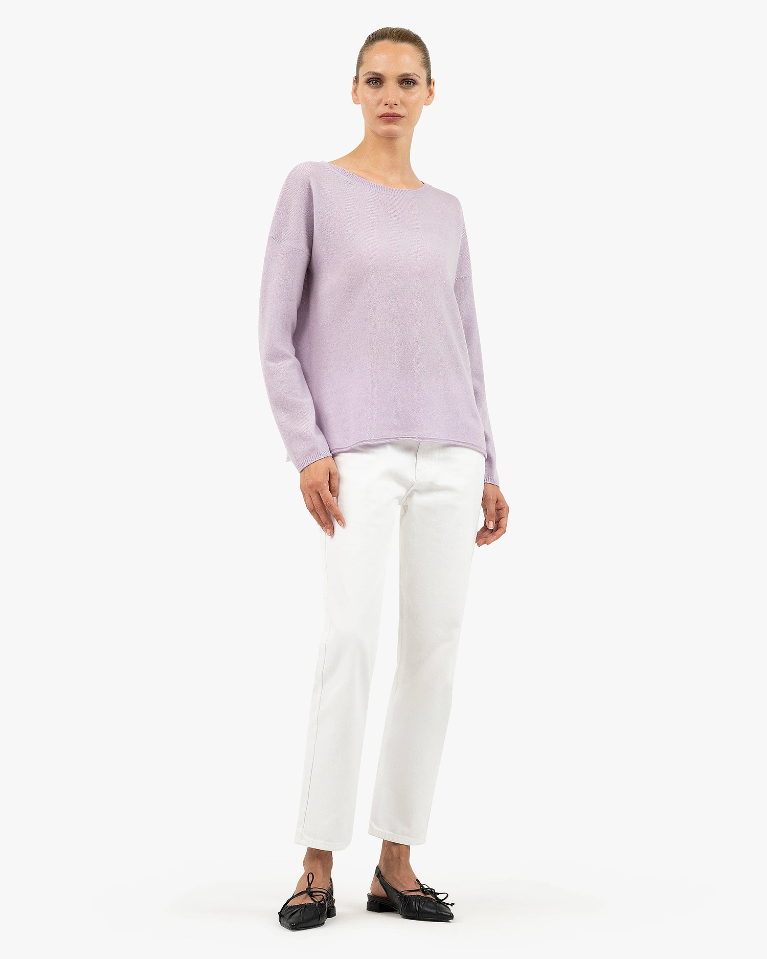 Lightness Crew Neck Sweater - Lilac Cashmere