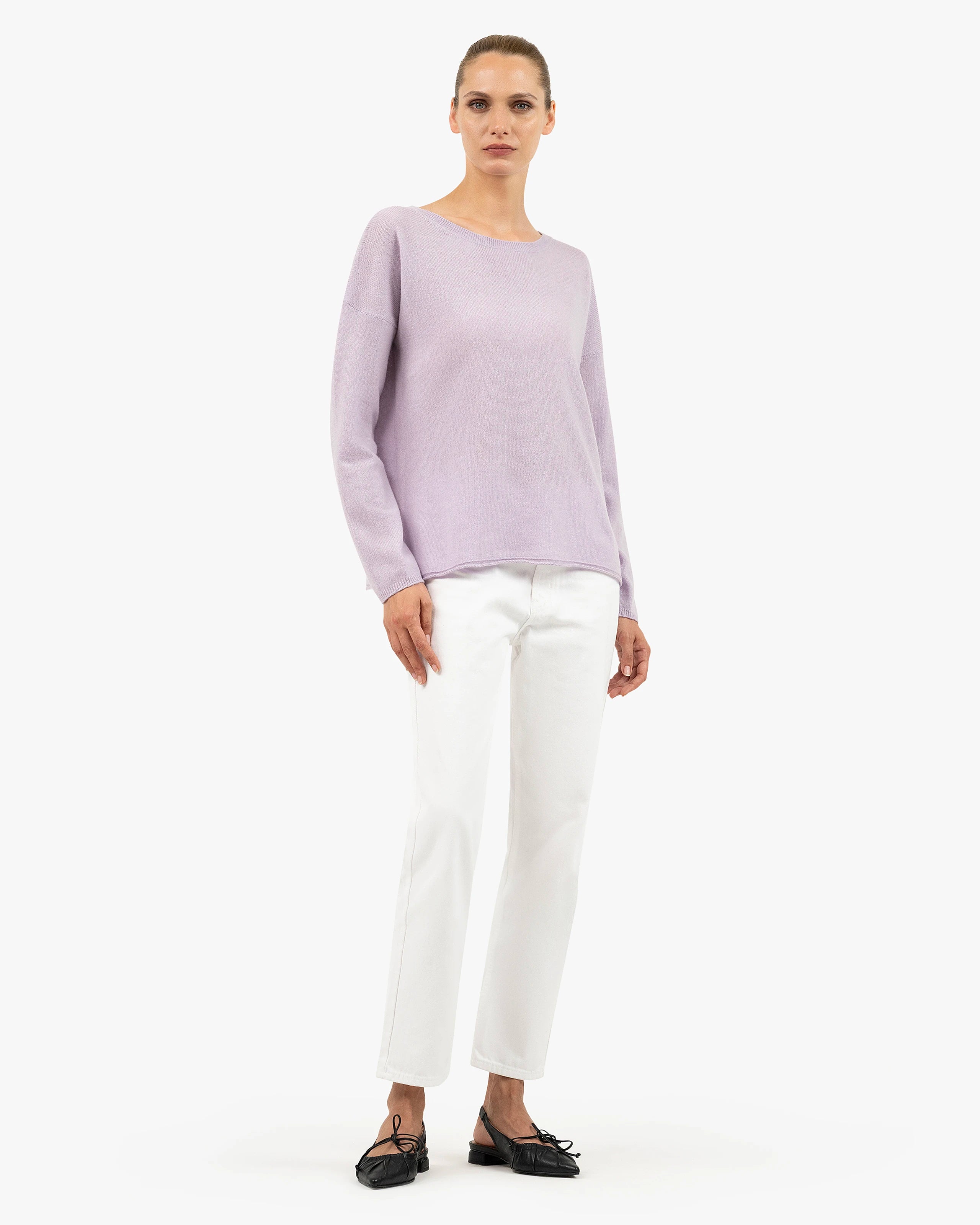 Lightness Crew Neck Sweater - Lilac Cashmere