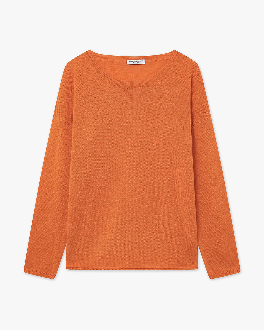 Lightness Crew Neck Sweater - Orange Cashmere