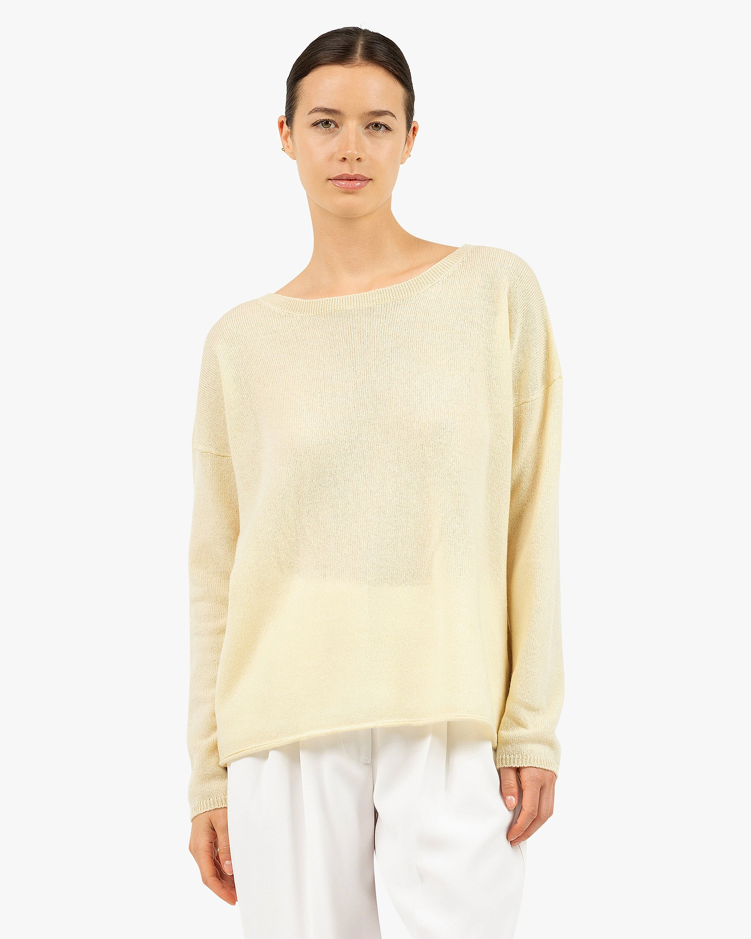 Lightness Crew Neck Sweater - Yellow Cashmere