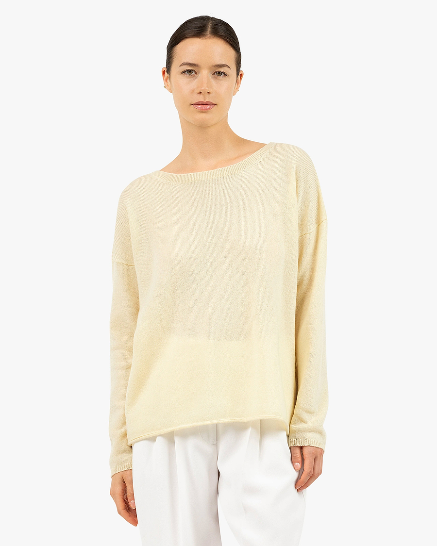 Lightness Crew Neck Sweater - Yellow Cashmere