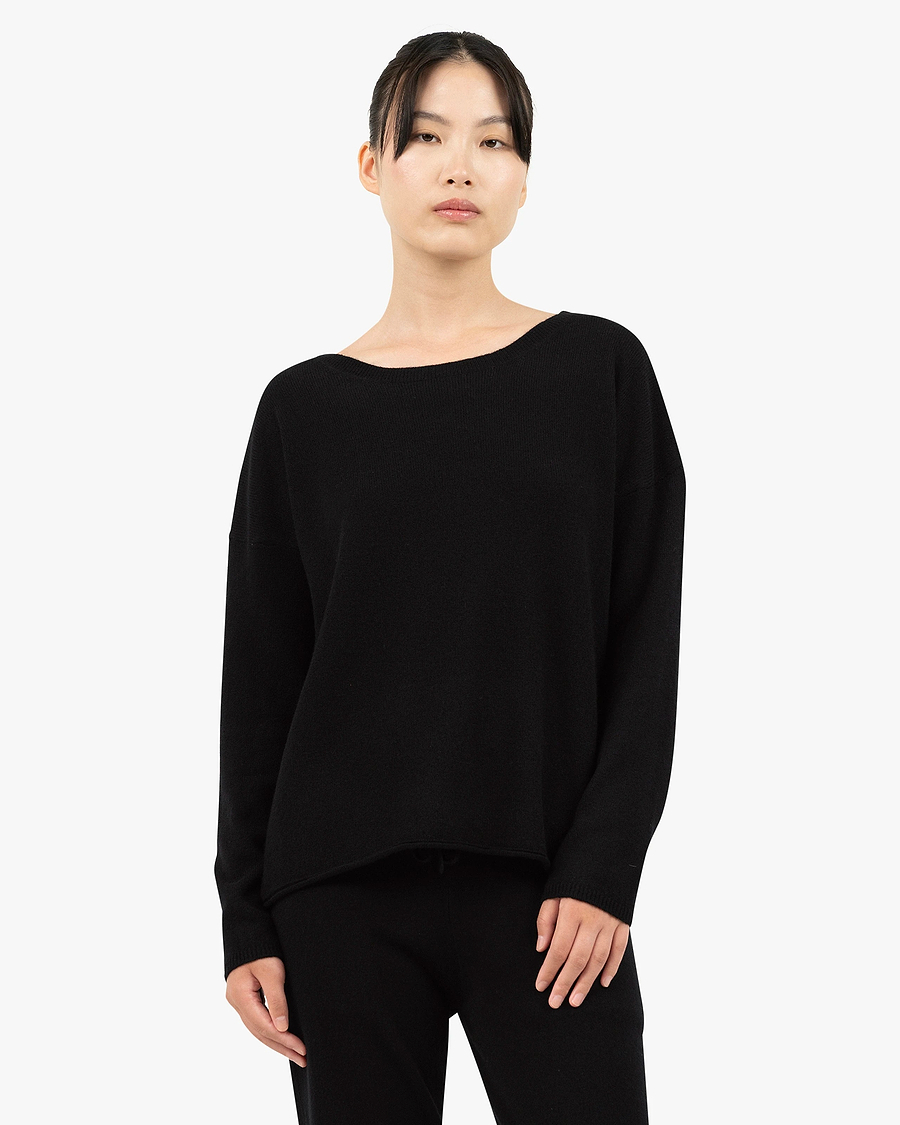 Lightness Crew Neck Sweater - Black Cashmere