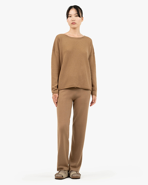 Lightness Crew Neck Sweater - Camel Cashmere